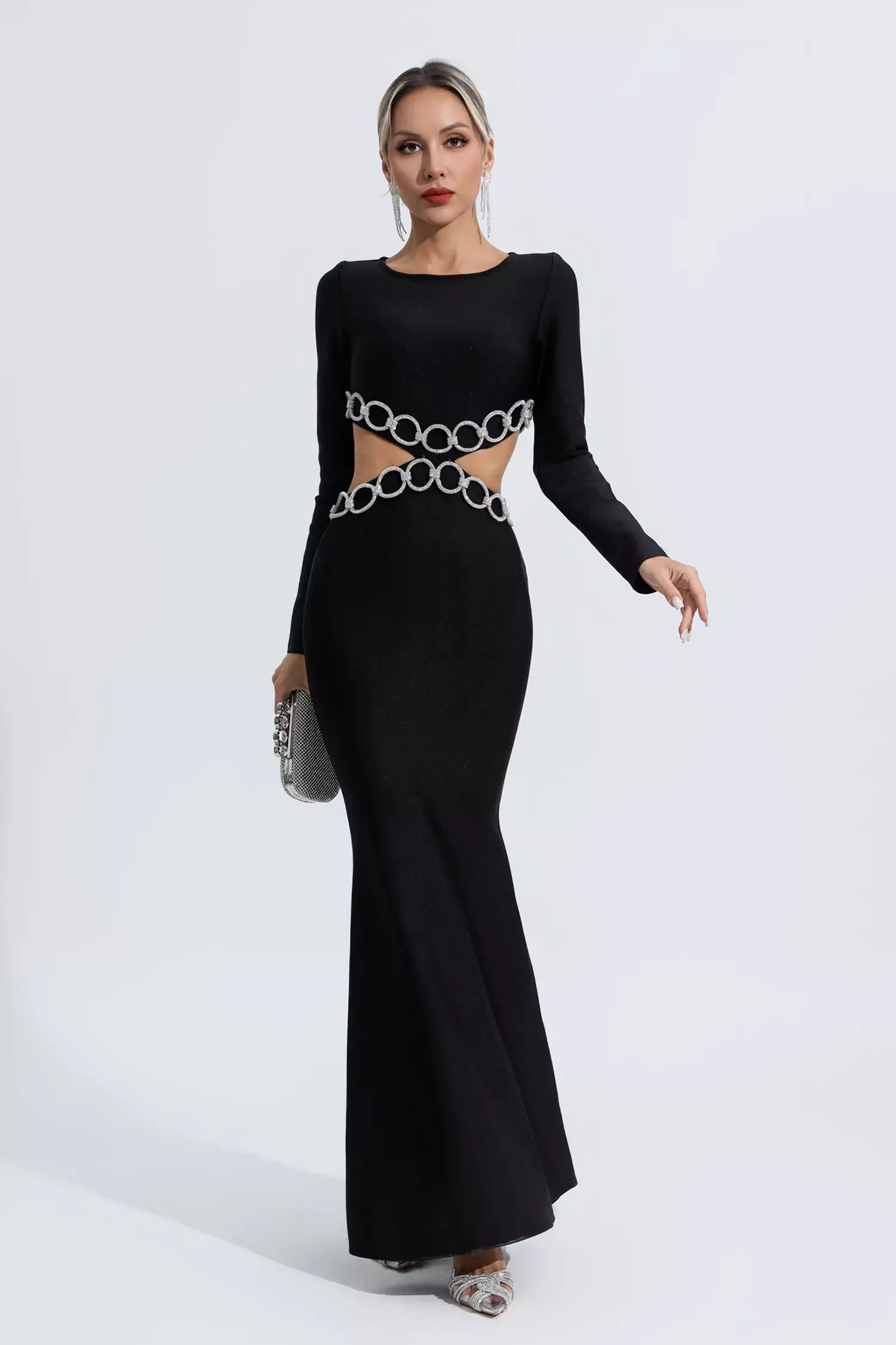 Janelle Black Cut Out Bandage Dress-CATCHALL