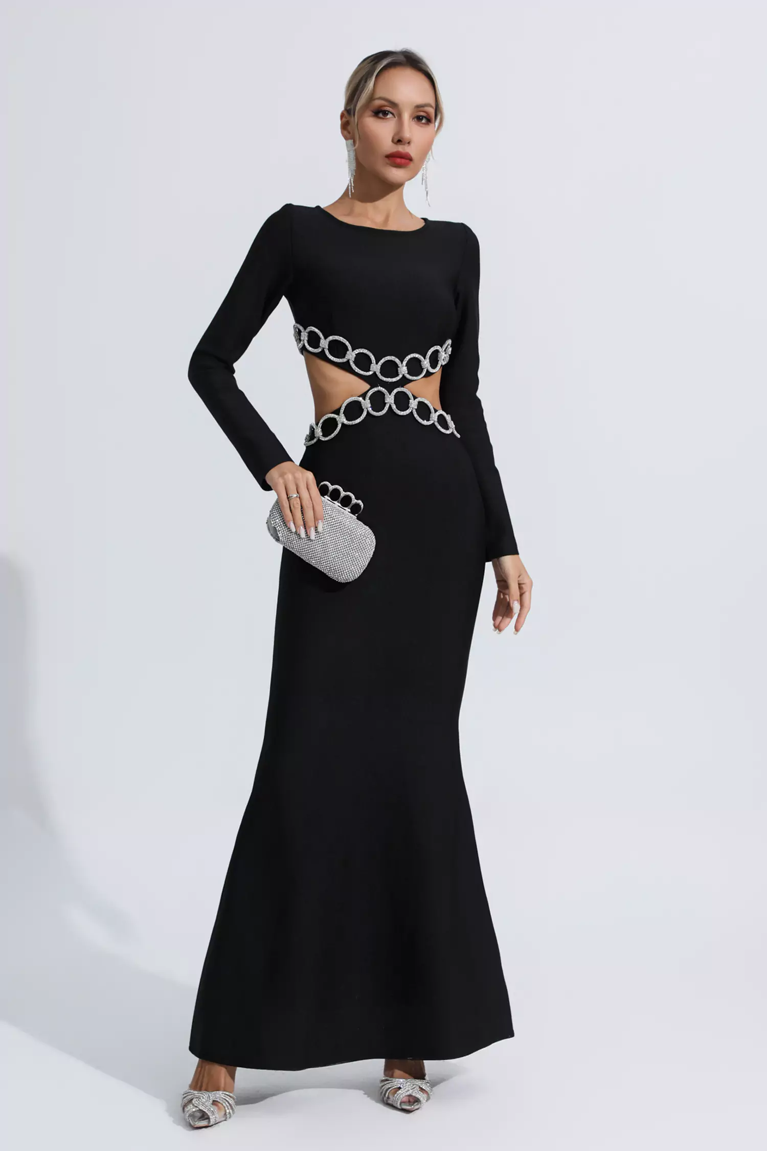 Janelle Black Cut Out Bandage Dress-CATCHALL