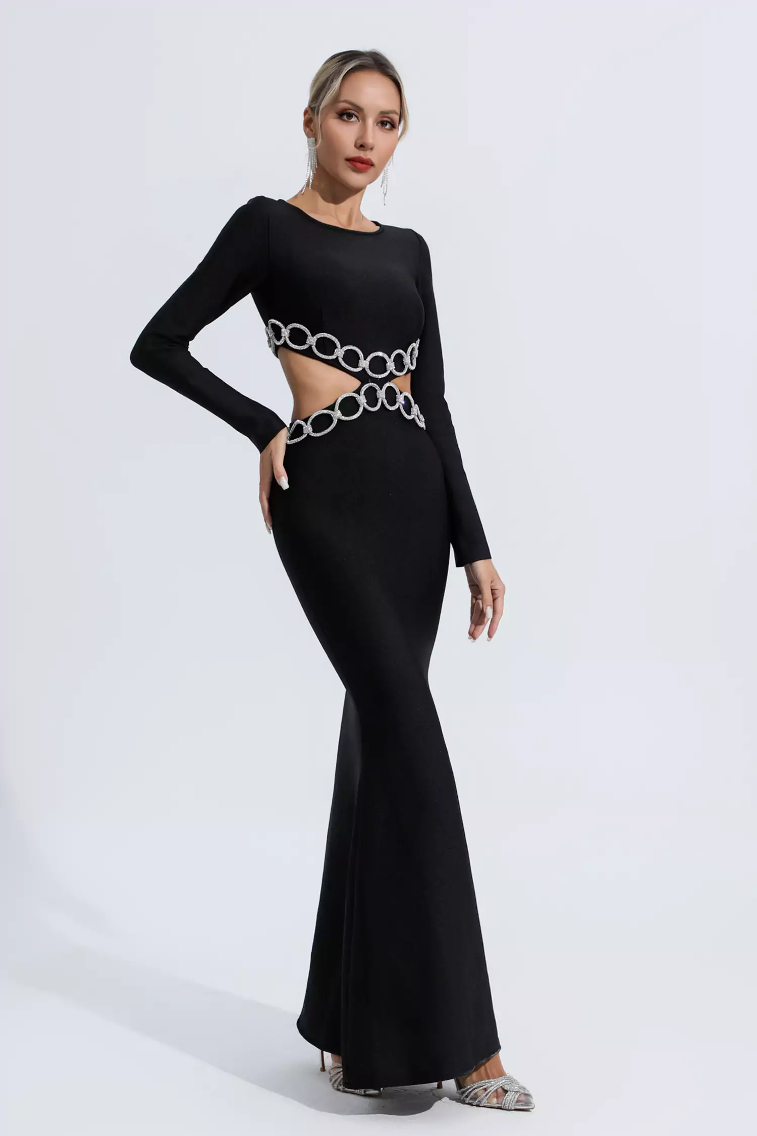 Janelle Black Cut Out Bandage Dress-CATCHALL