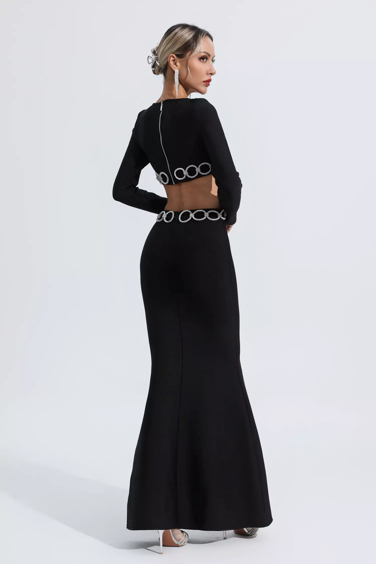Janelle Black Cut Out Bandage Dress-CATCHALL