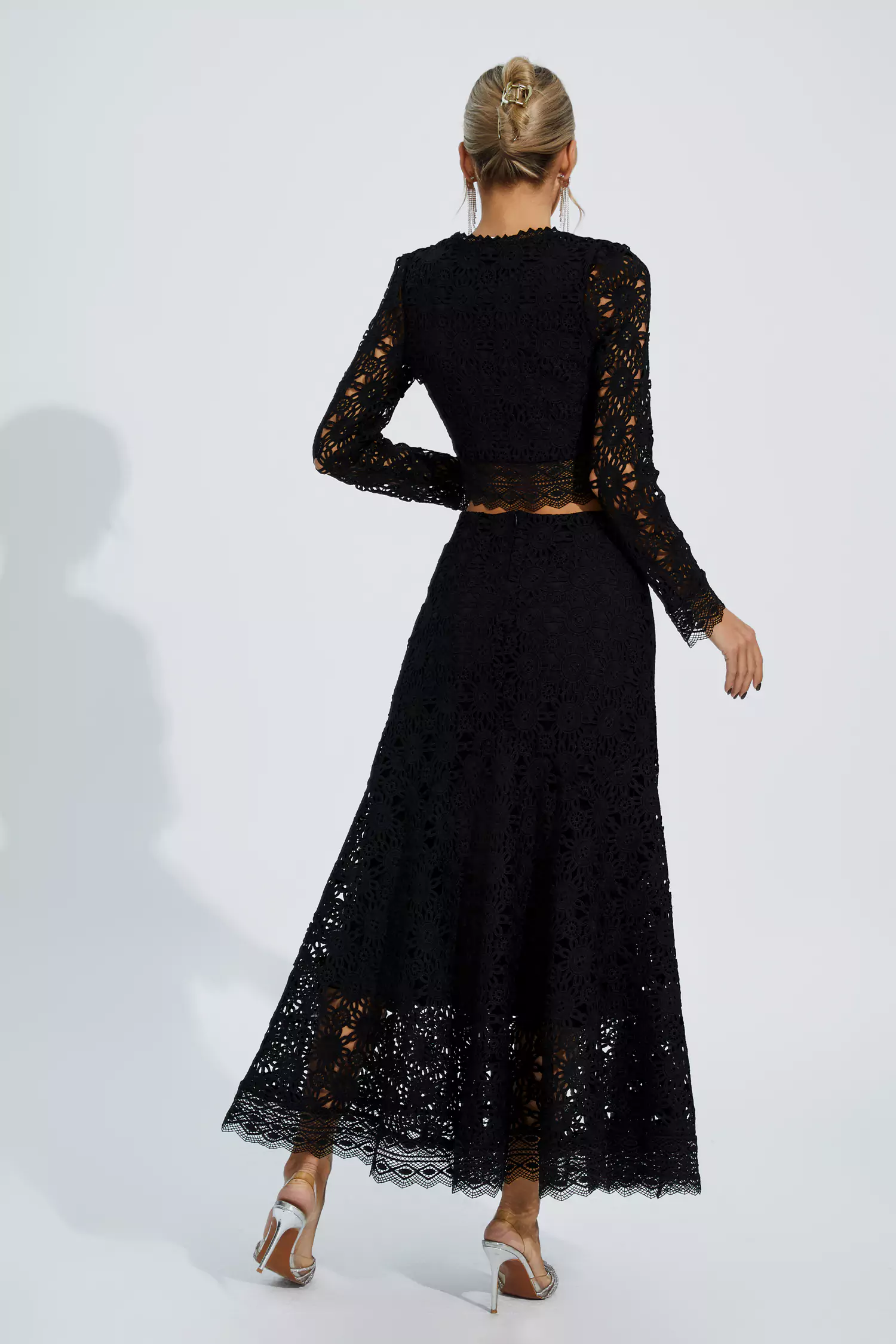 Janiyah Black Hollow Long Sleeve Set-CATCHALL