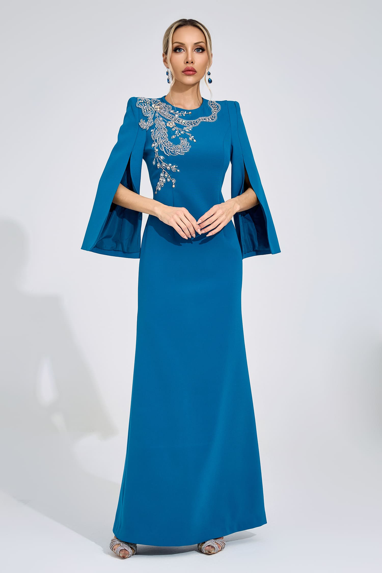 Jannike  Sapphire Blue Diamond Maxi Dress