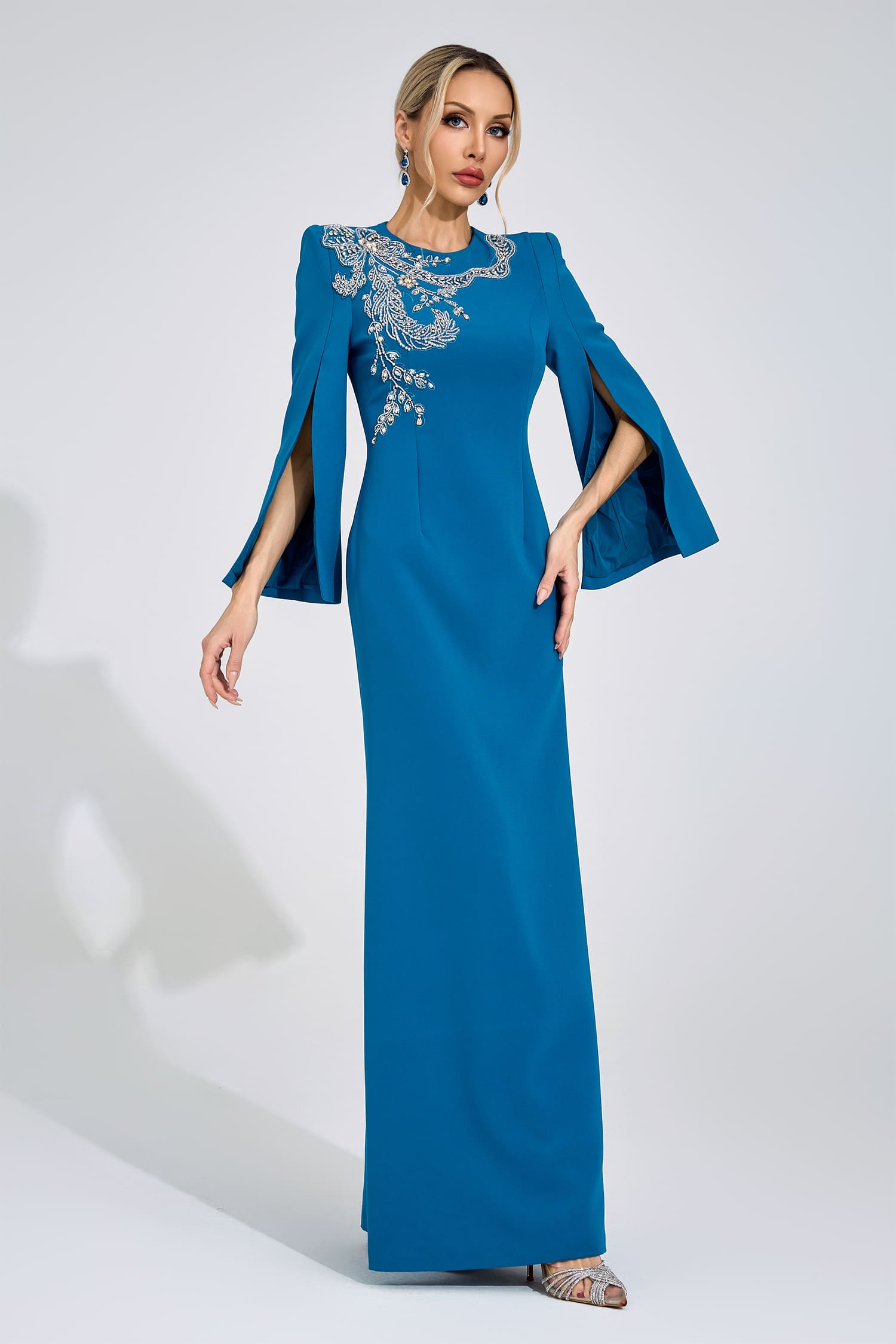 Jannike  Sapphire Blue Diamond Maxi Dress