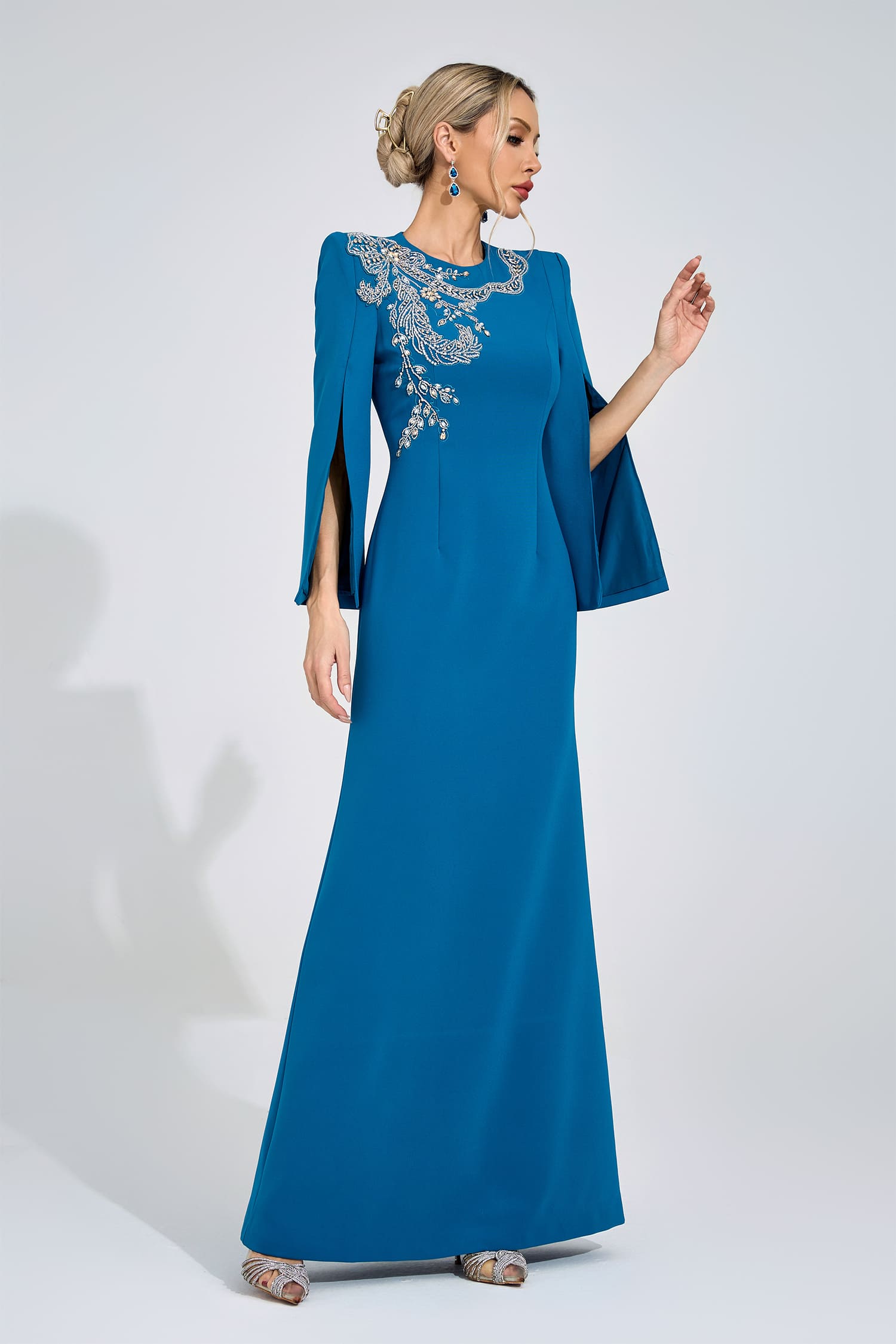 Jannike  Sapphire Blue Diamond Maxi Dress