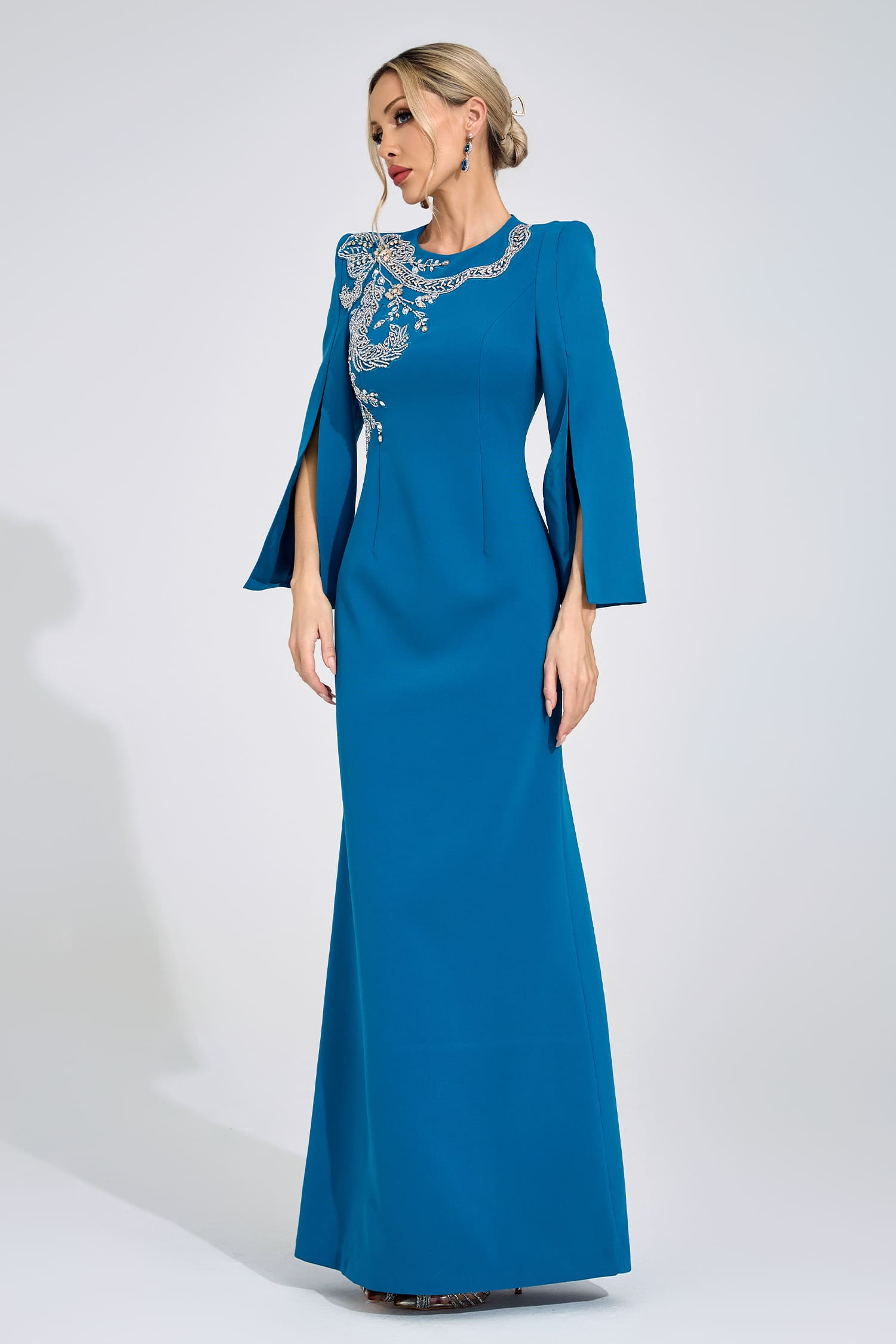 Jannike  Sapphire Blue Diamond Maxi Dress