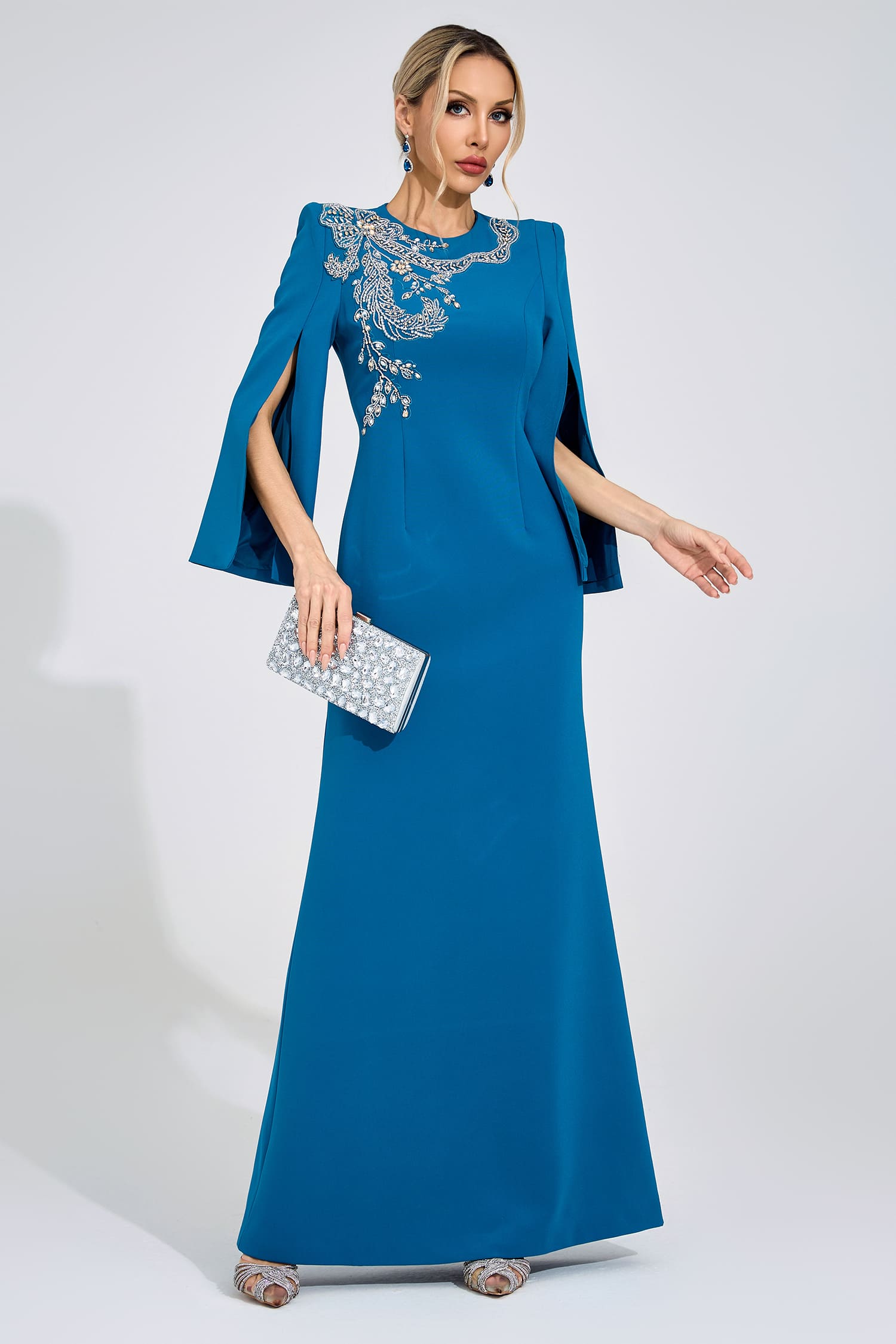 Jannike  Sapphire Blue Diamond Maxi Dress