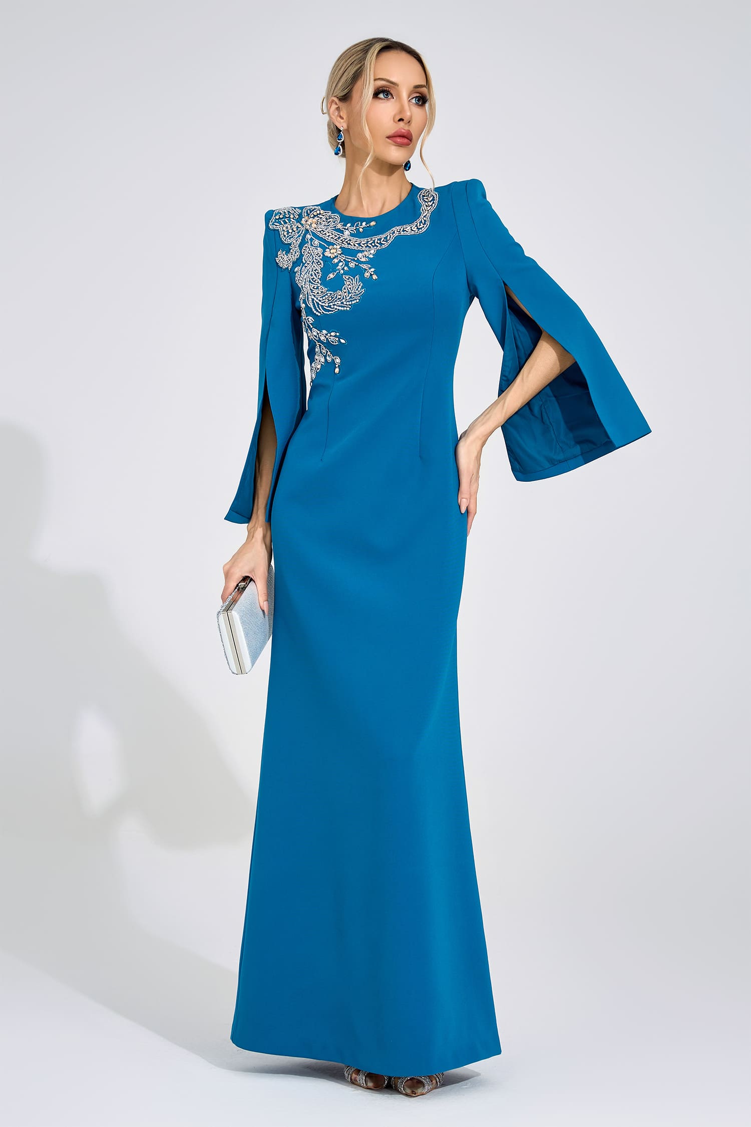 Jannike  Sapphire Blue Diamond Maxi Dress