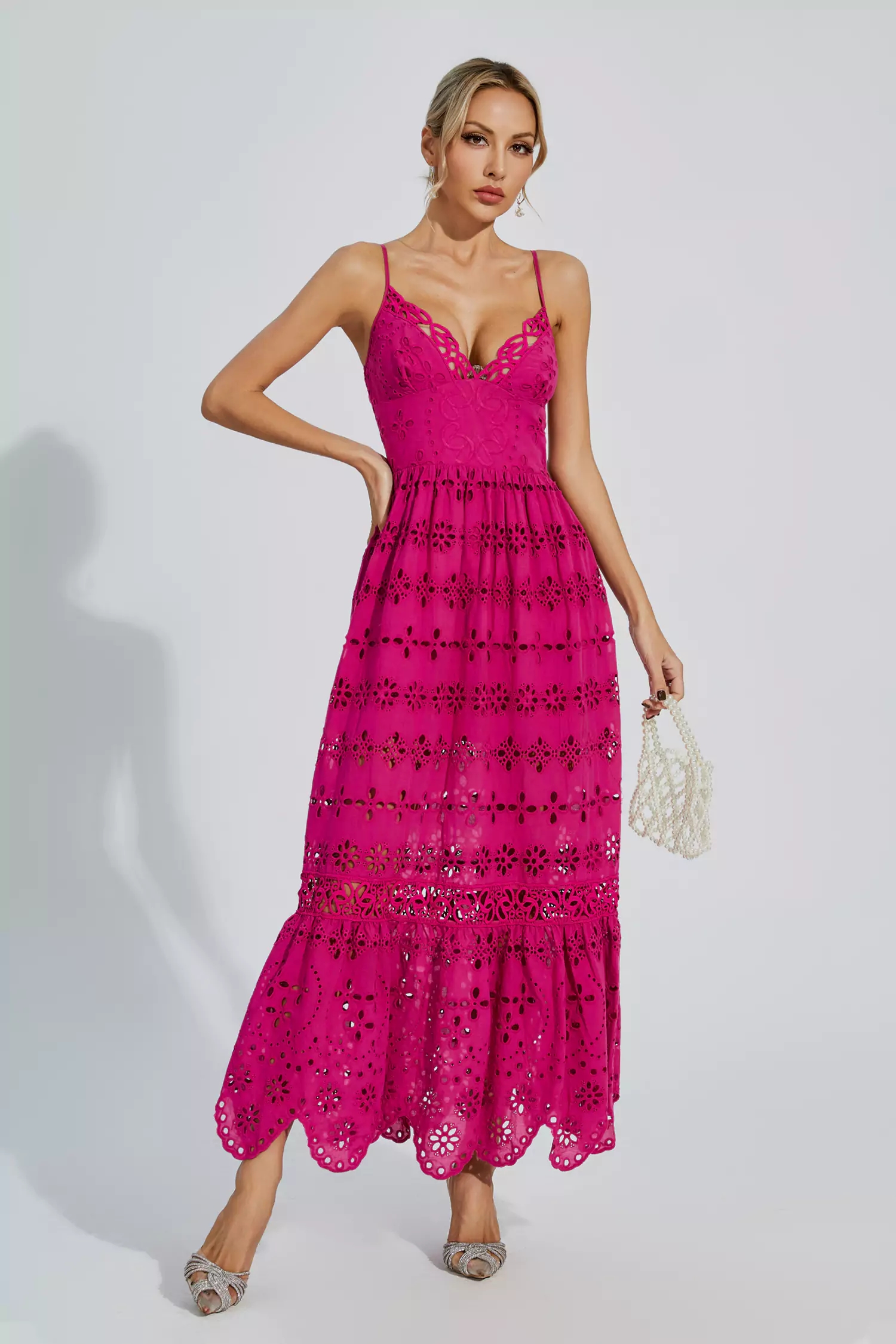 Jaylah  Rose Red Lace Slip Maxi Dress-CATCHALL