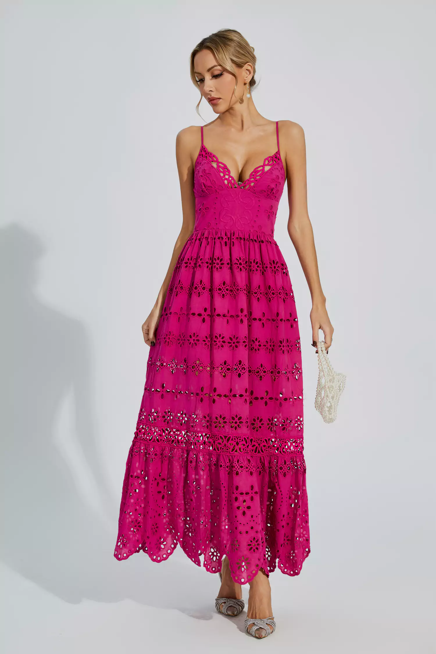 Jaylah  Rose Red Lace Slip Maxi Dress-CATCHALL
