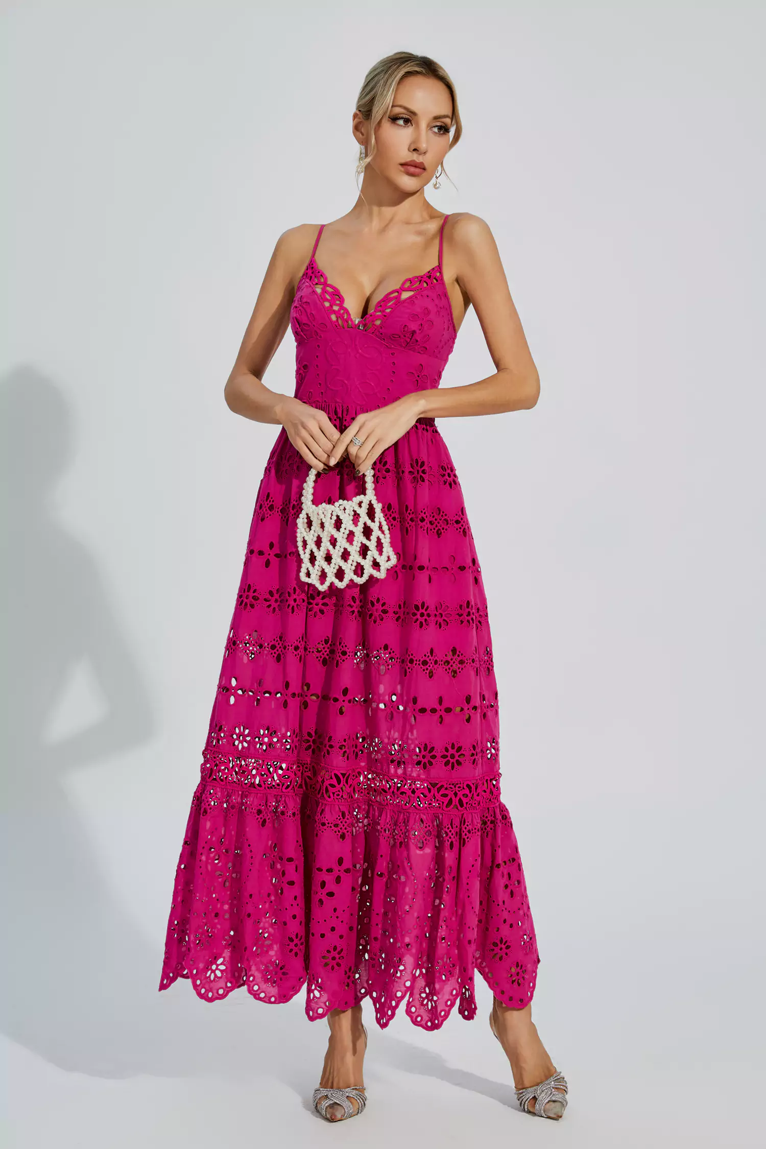 Jaylah  Rose Red Lace Slip Maxi Dress-CATCHALL