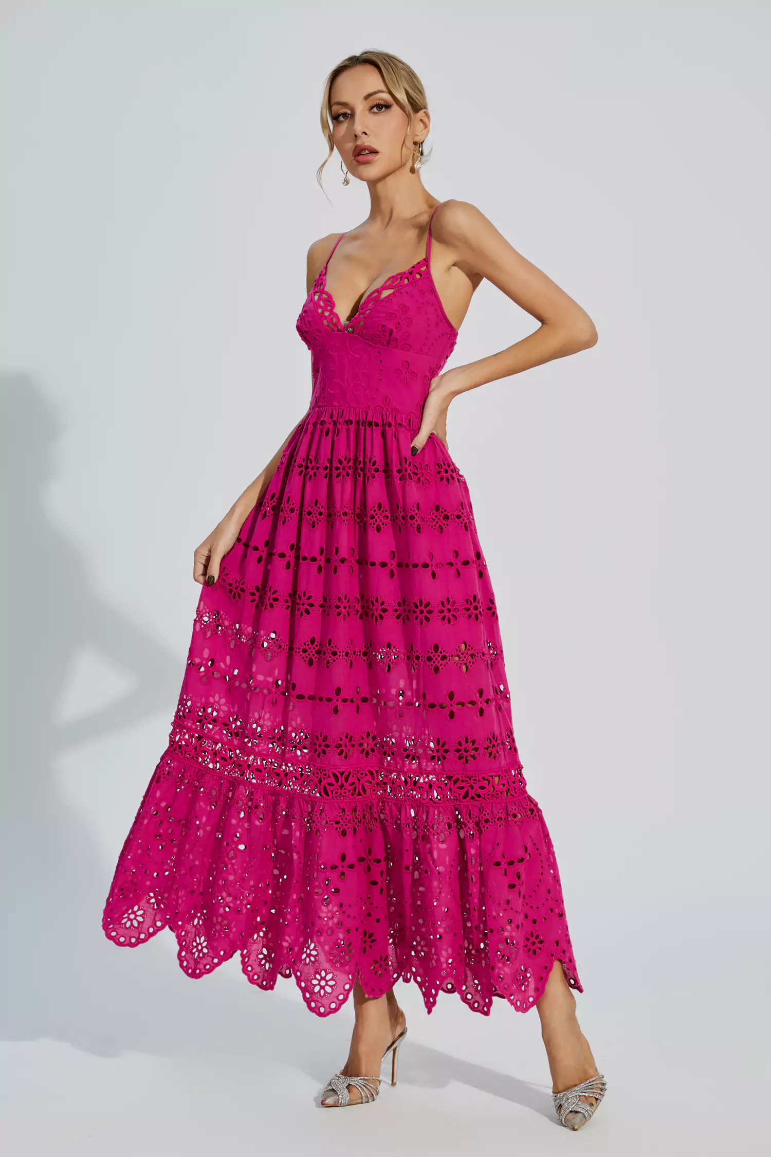 Jaylah Rose Red Lace Slip Maxi Dress