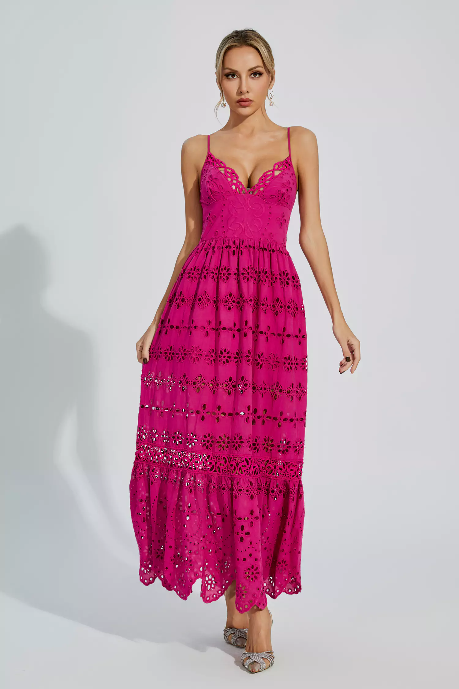 Jaylah  Rose Red Lace Slip Maxi Dress-CATCHALL