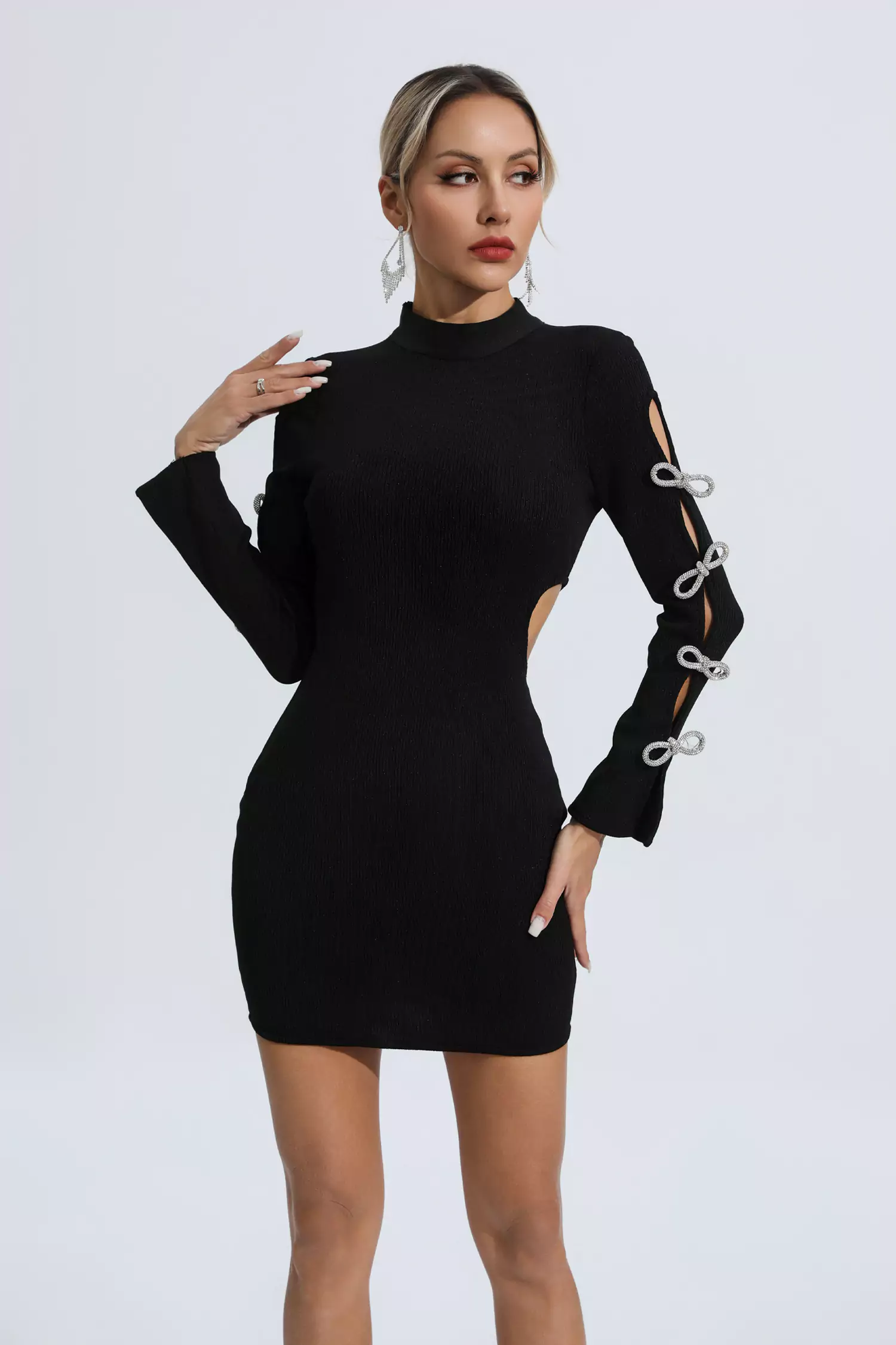 Jenesis Black Cutout Bandage Dress-CATCHALL