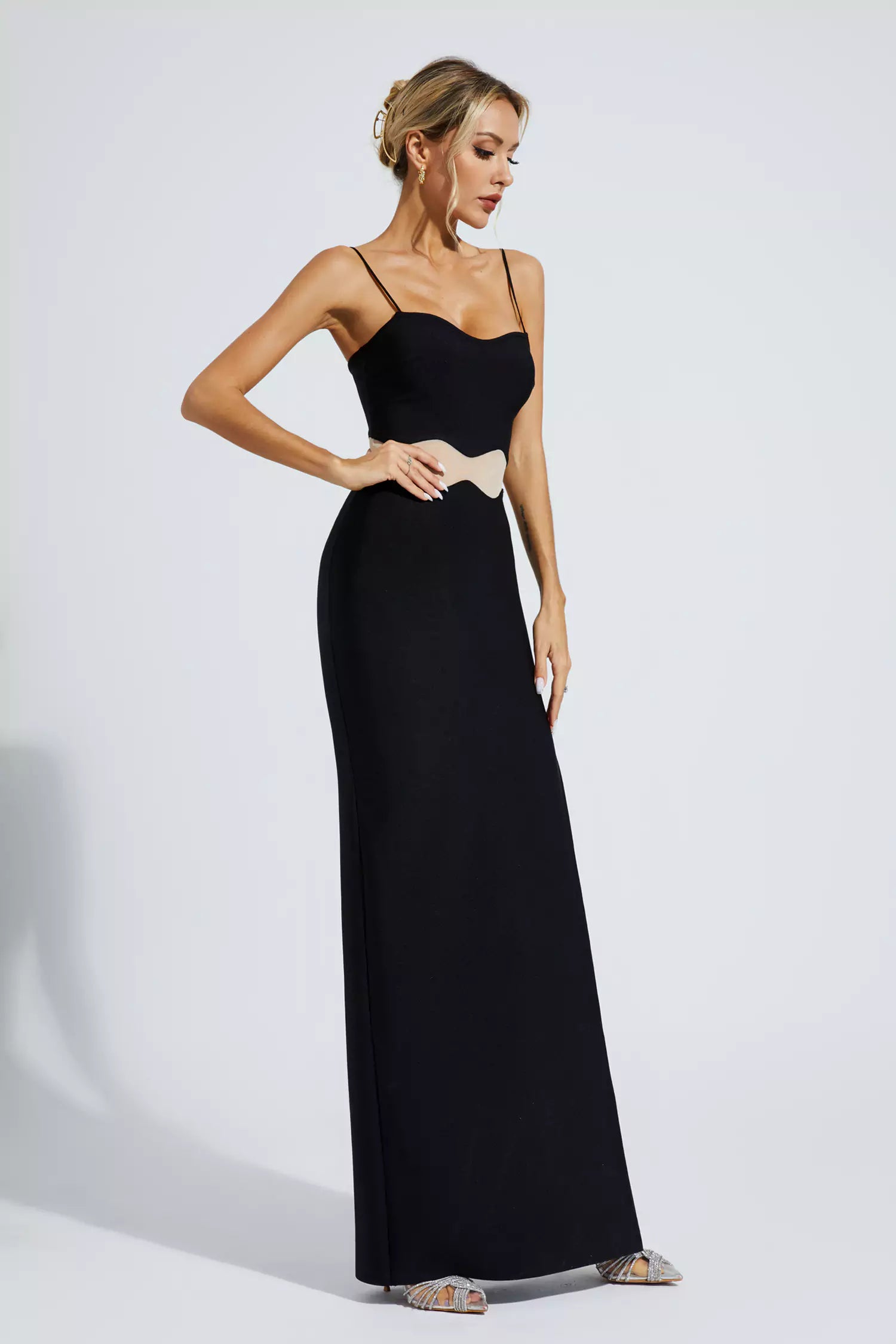 Jennifer Black Bandage Slip Maxi Dress-CATCHALL