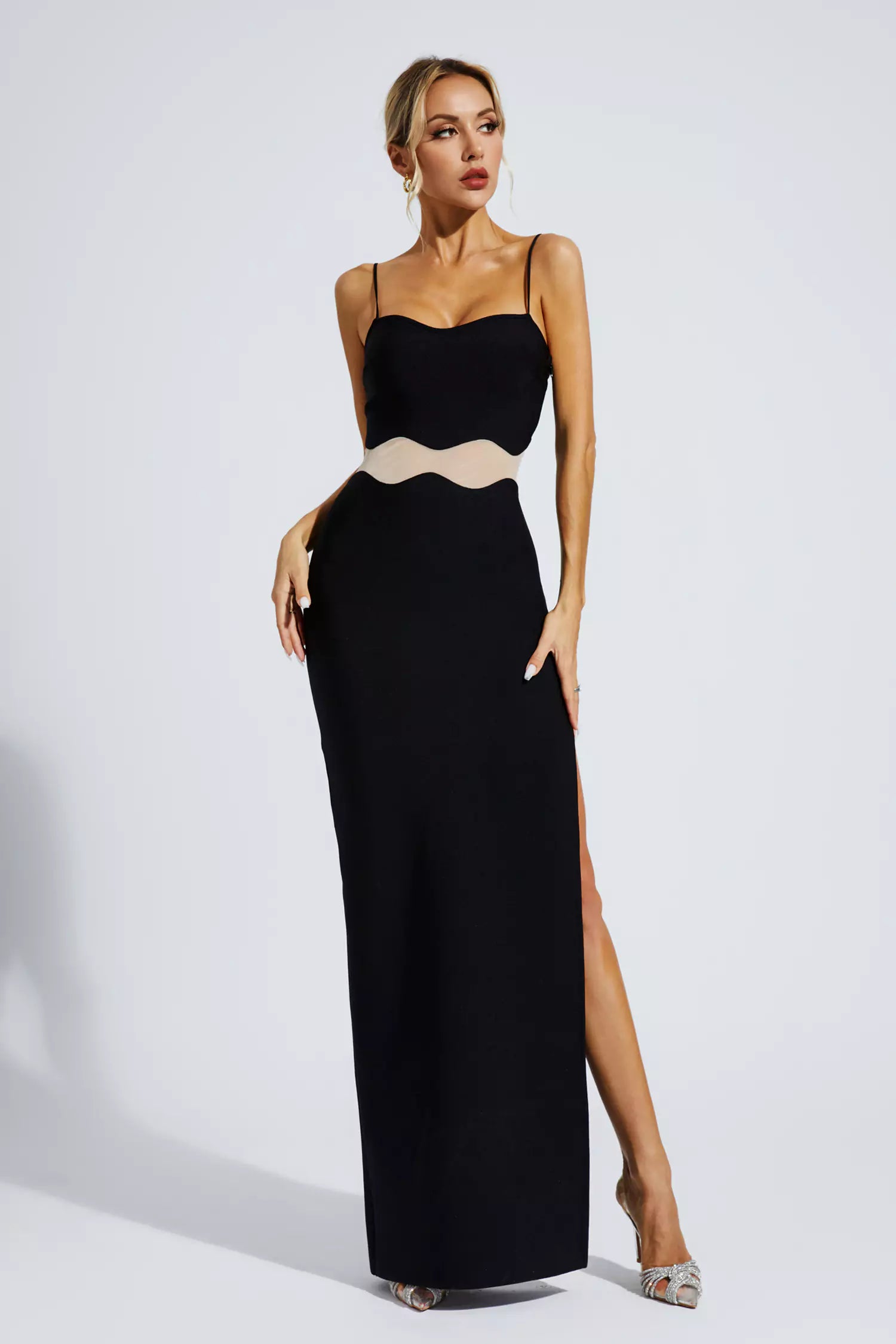 Jennifer Black Bandage Slip Maxi Dress-CATCHALL