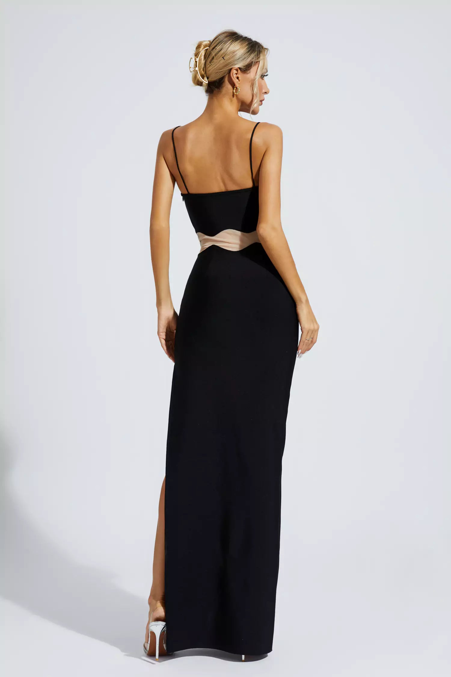 Jennifer Black Bandage Slip Maxi Dress-CATCHALL