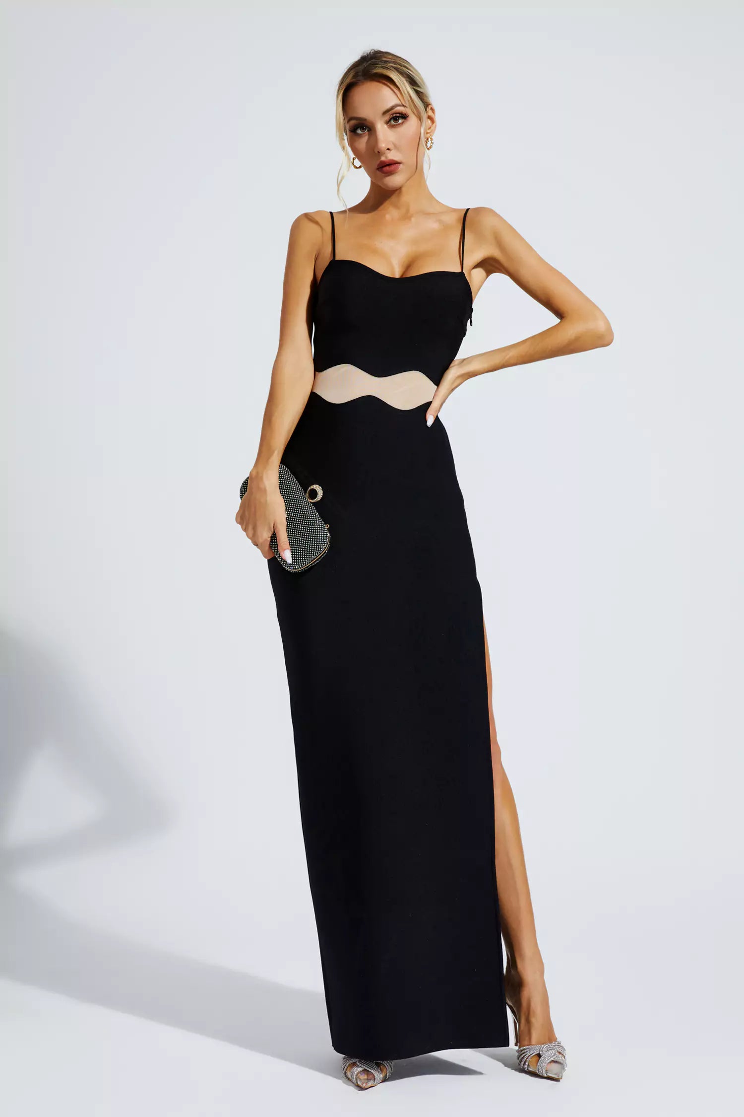 Jennifer Black Bandage Slip Maxi Dress-CATCHALL