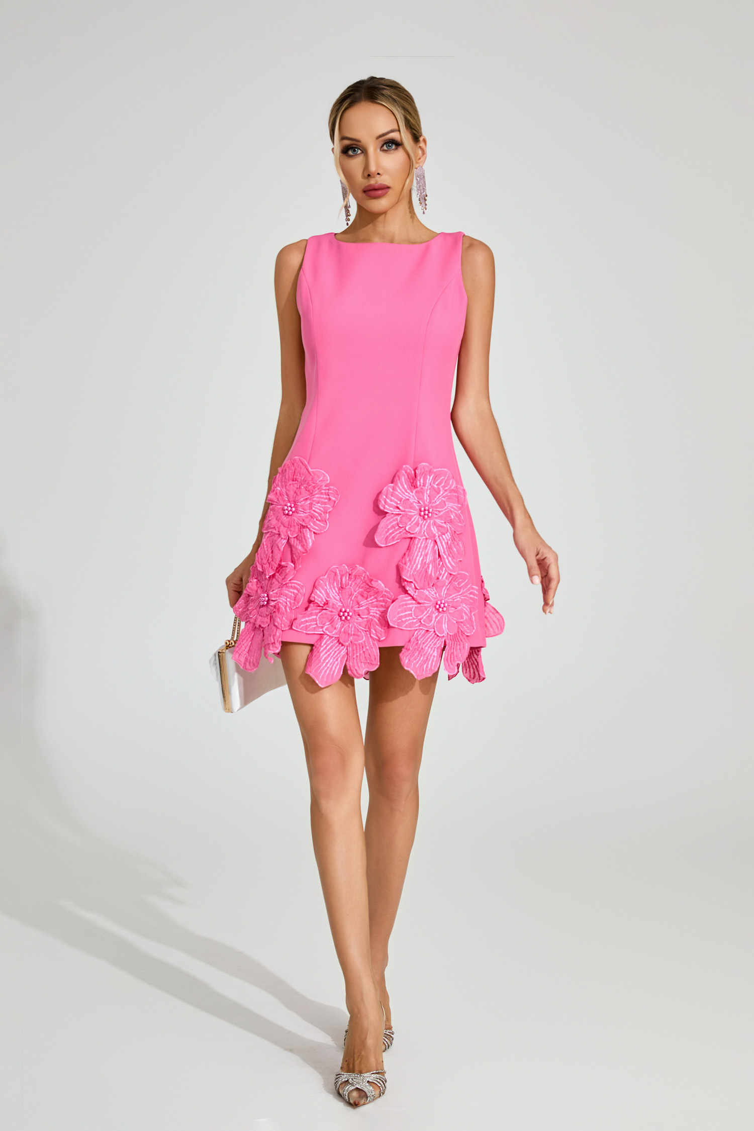 Jeremiah Pink Floral Applique Mini Dress