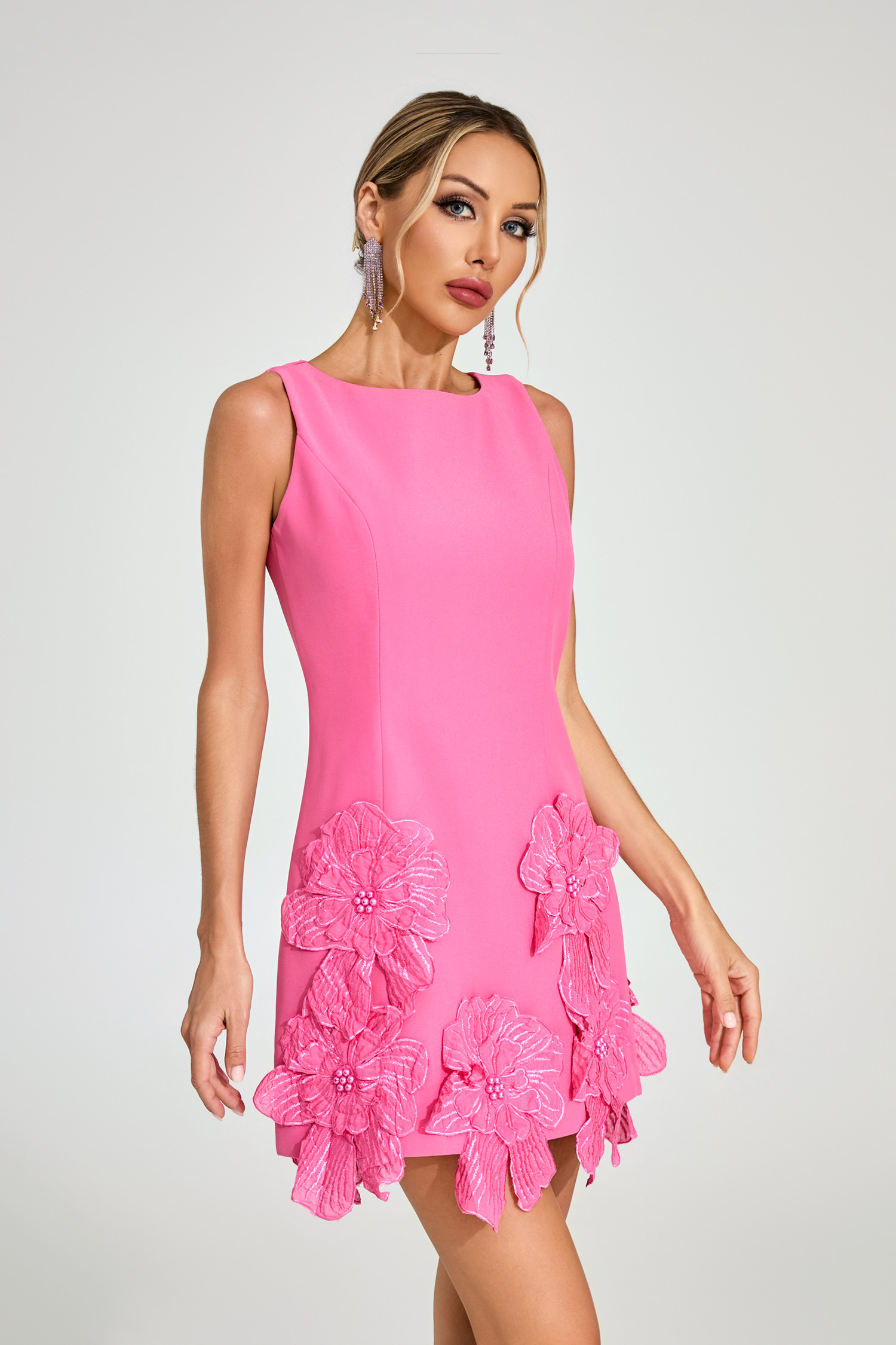 Jeremiah Pink Floral Applique Mini Dress