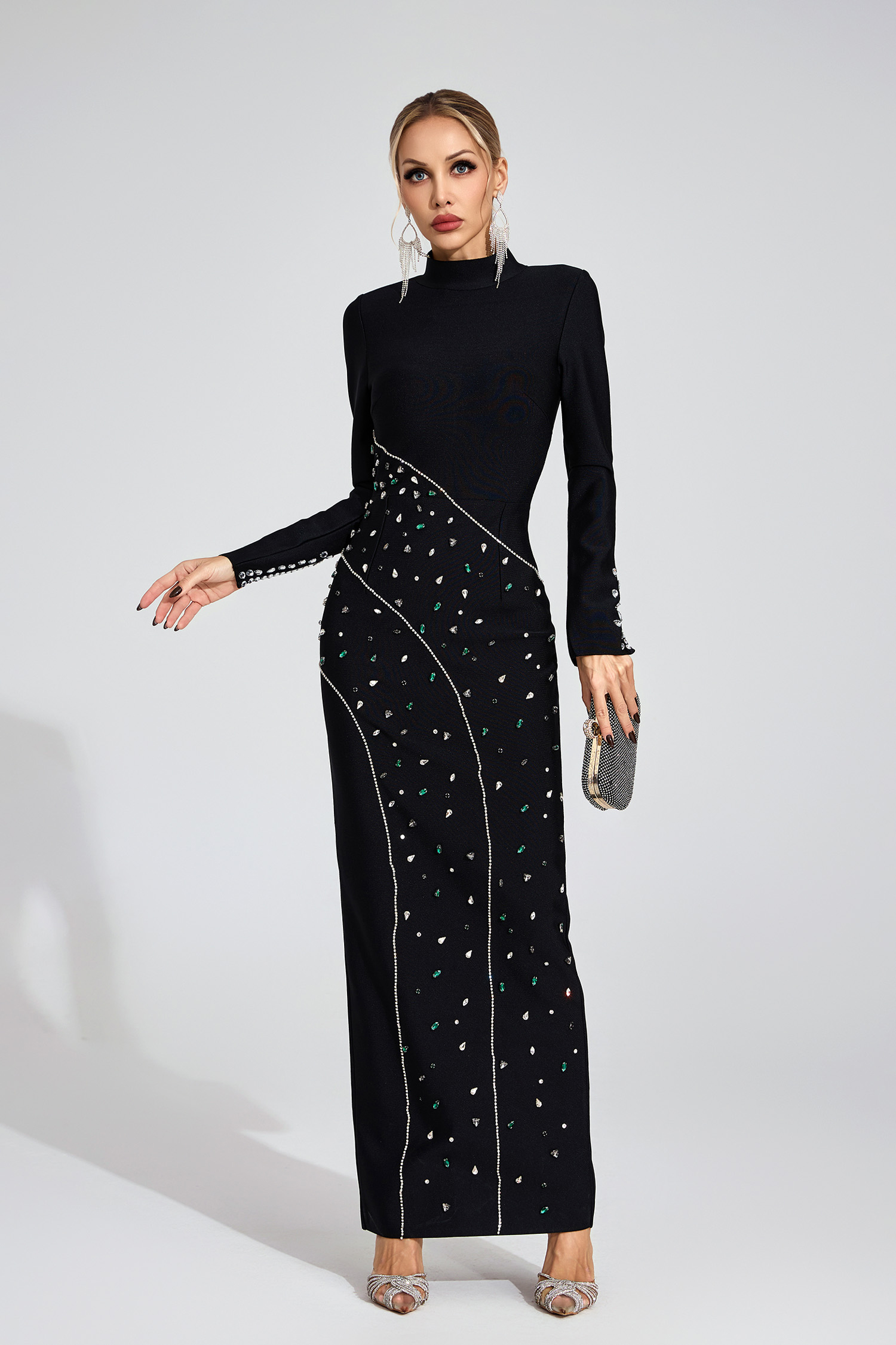 Jessamine Black Sequined Maxi Dress