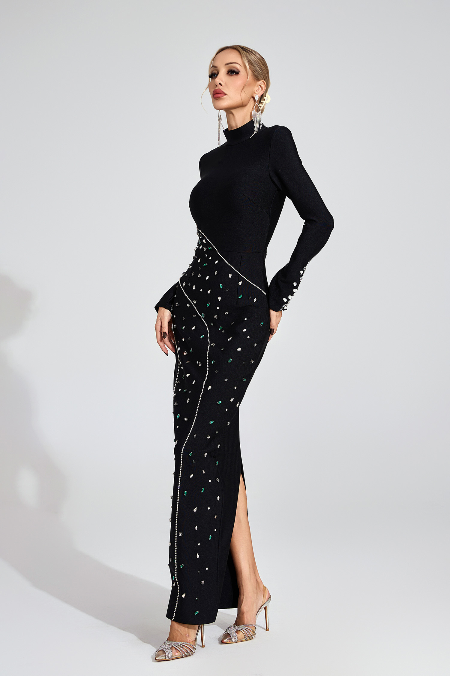 Jessamine Black Sequined Maxi Dress