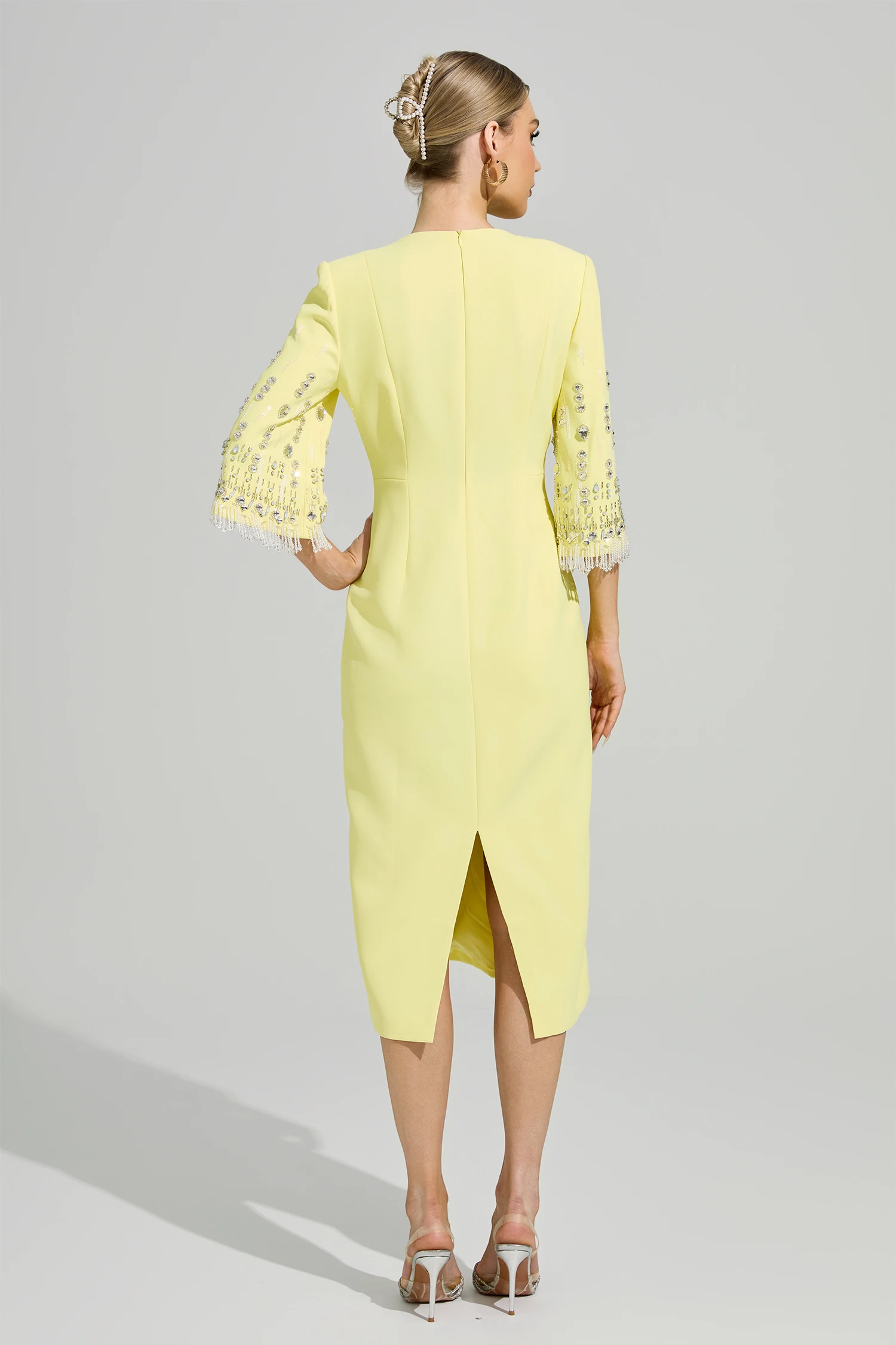 Jetty Yellow Diamond Midi Dress