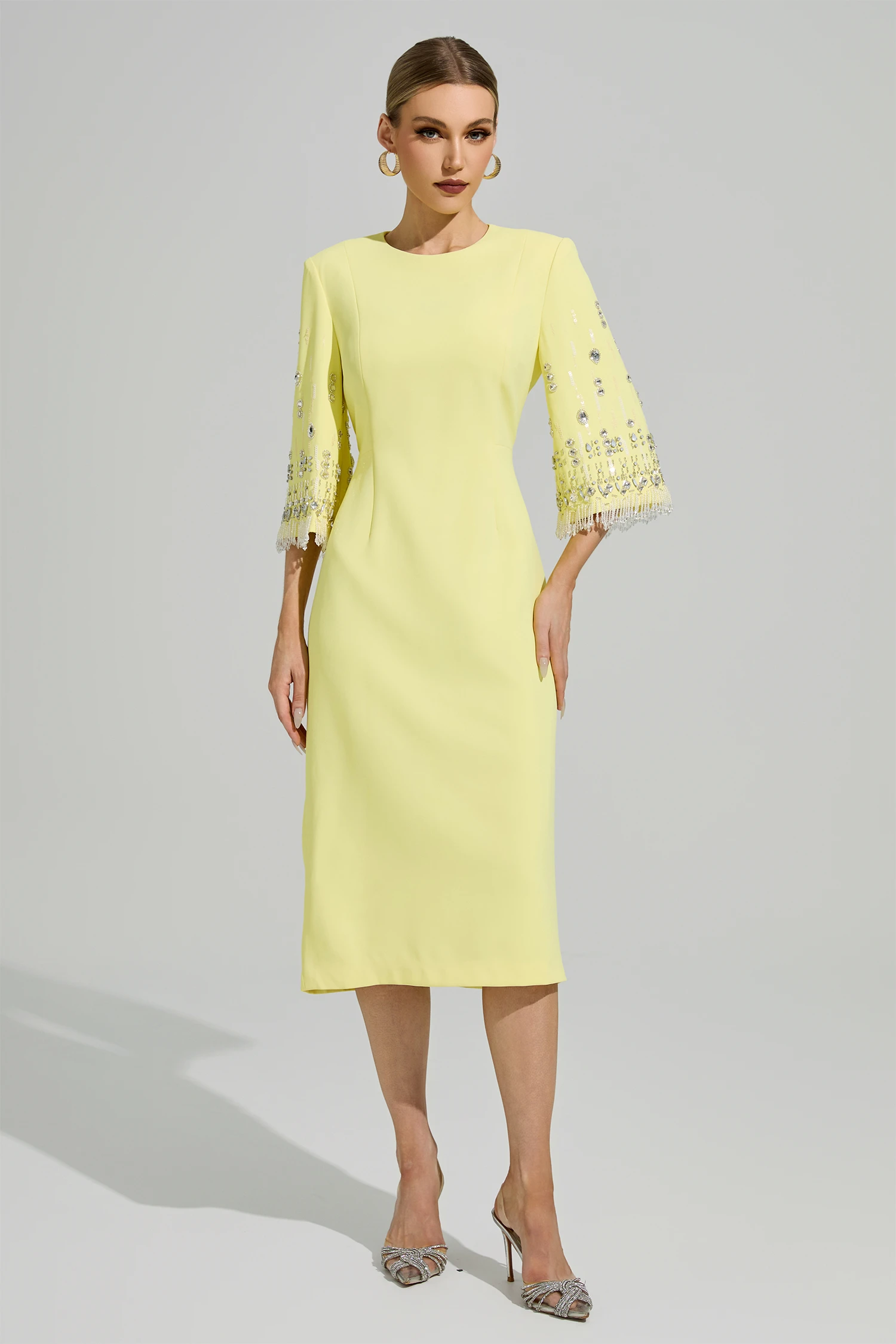 Jetty Yellow Diamond Midi Dress