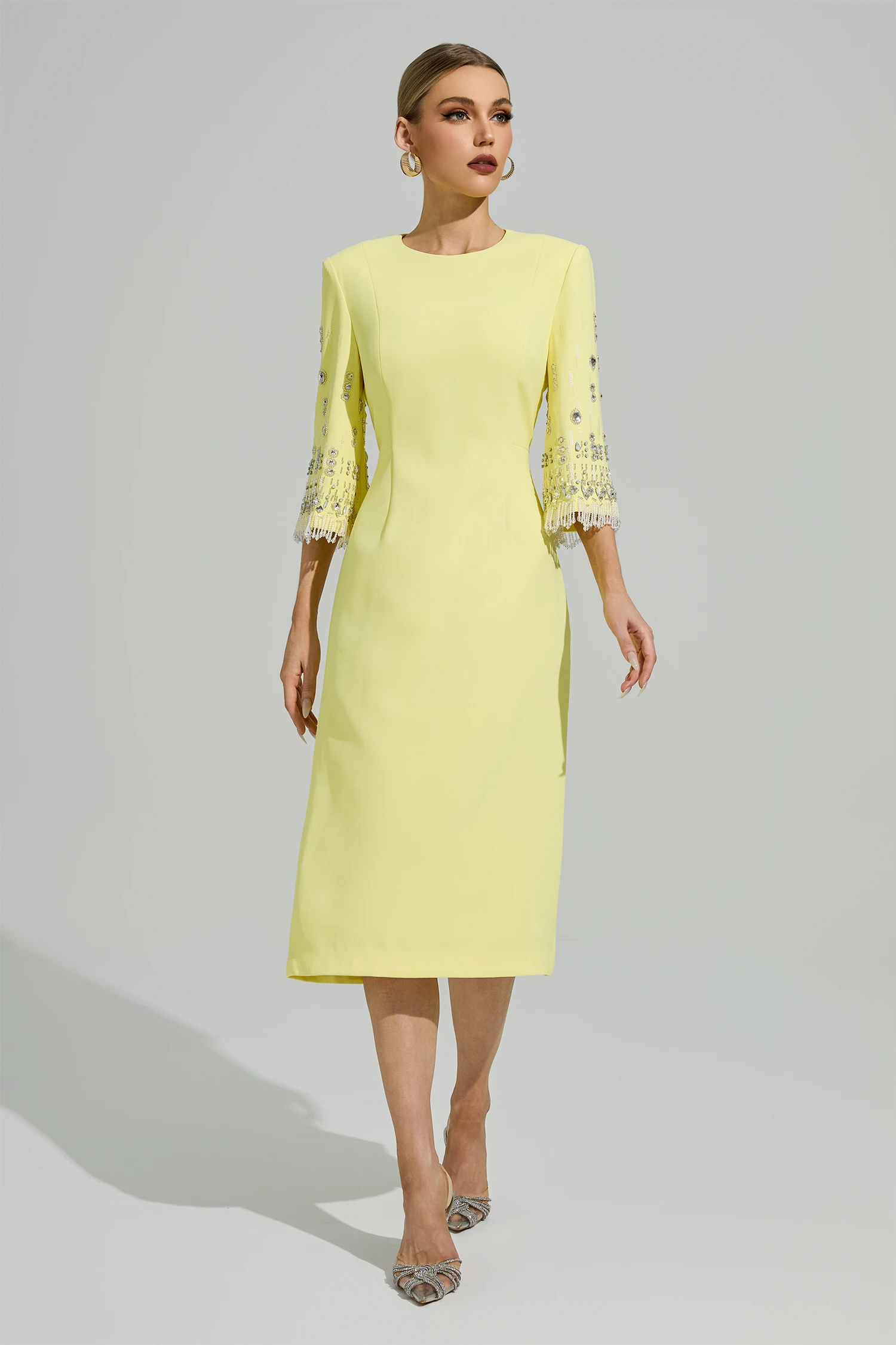 Jetty Yellow Diamond Midi Dress