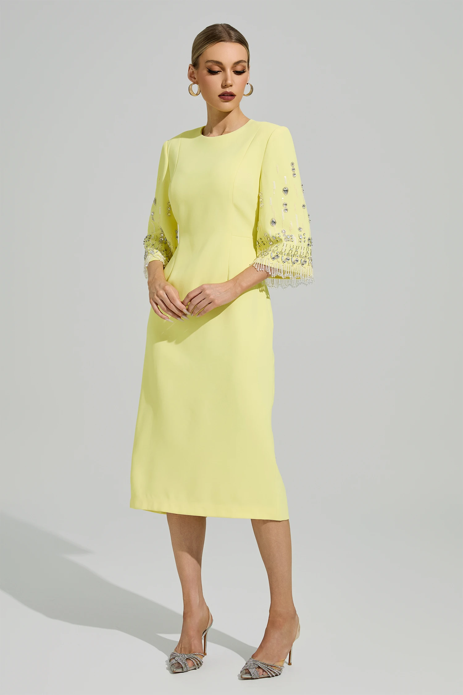 Jetty Yellow Diamond Midi Dress