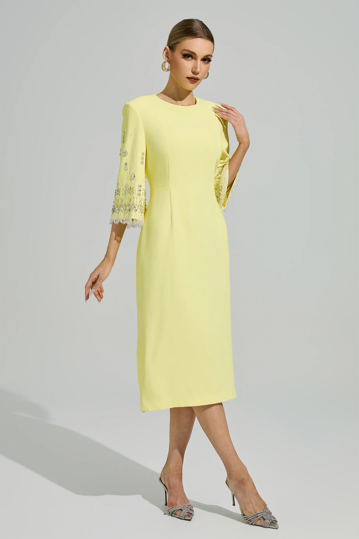 Jetty Yellow Diamond Midi Dress