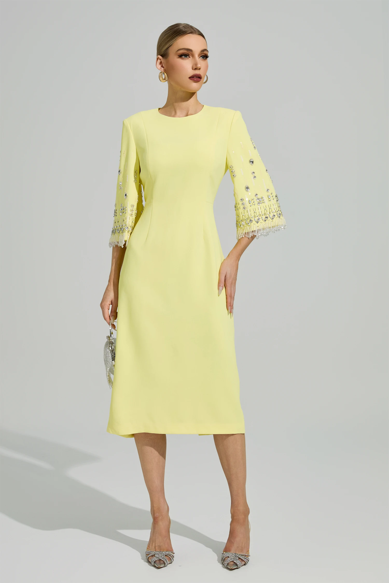 Jetty Yellow Diamond Midi Dress
