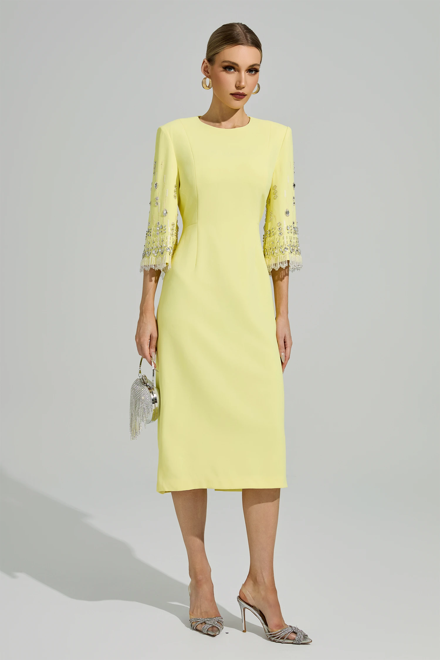 Jetty Yellow Diamond Midi Dress