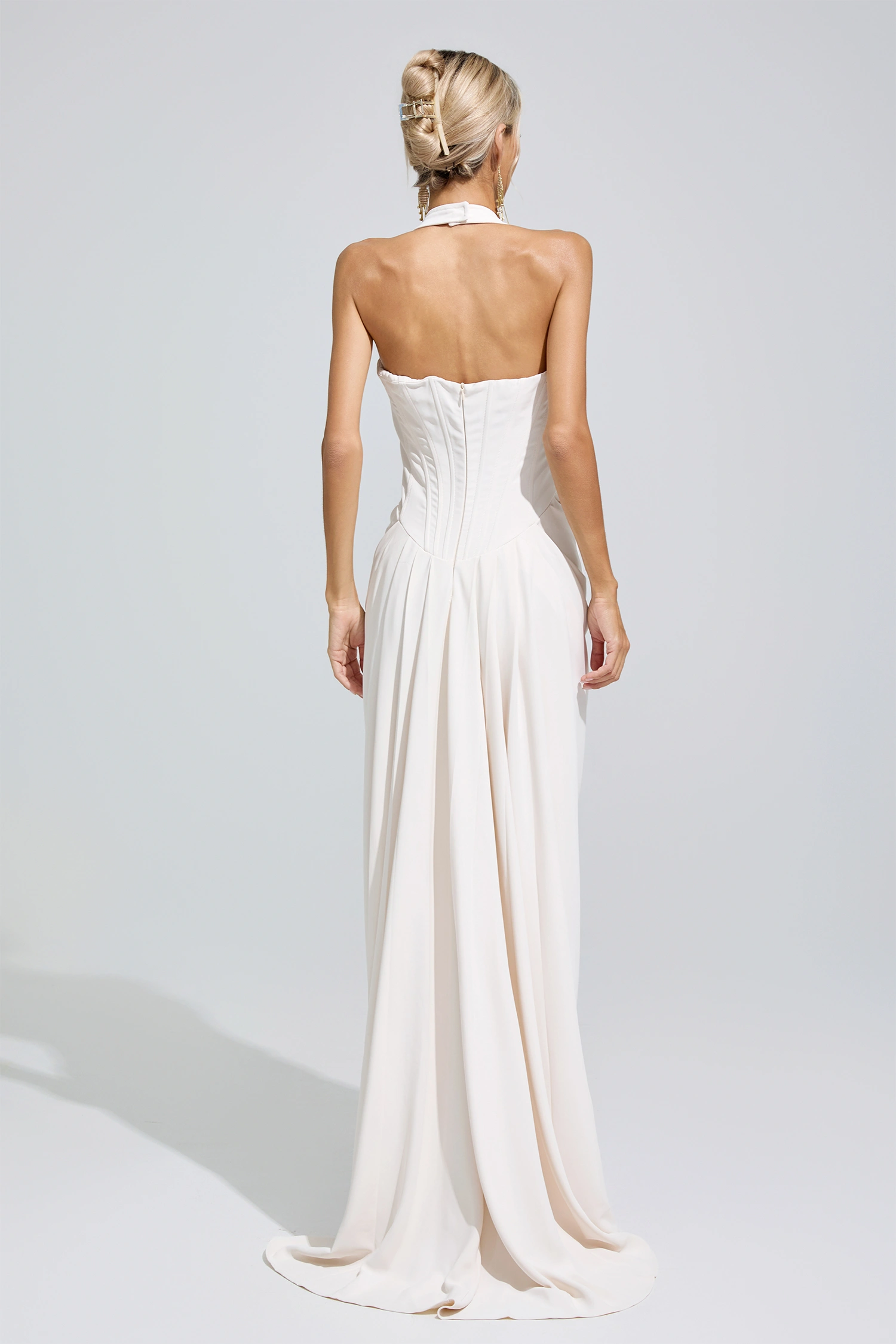 Joan White Diamond Halternecck dress