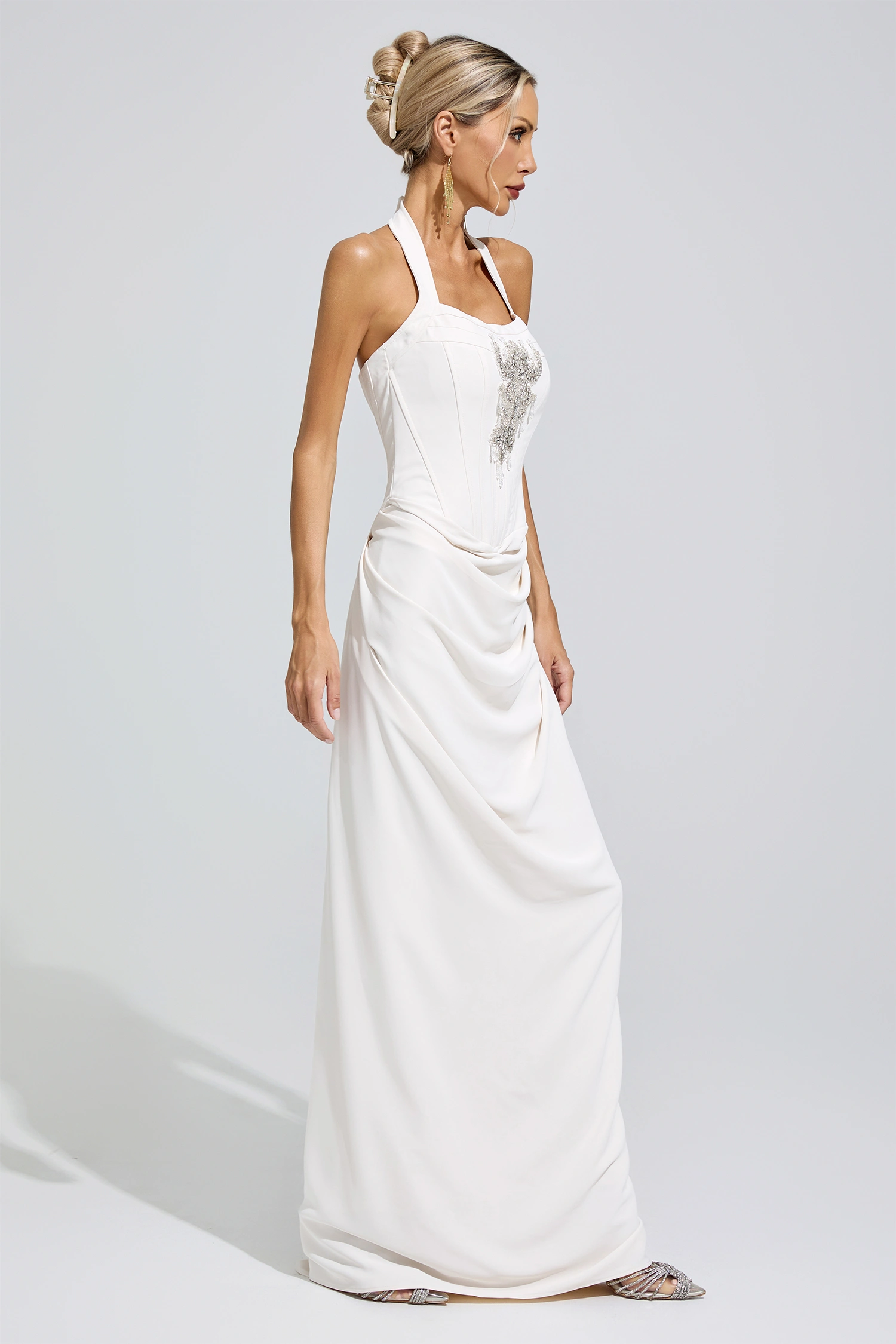 Joan White Diamond Halternecck dress