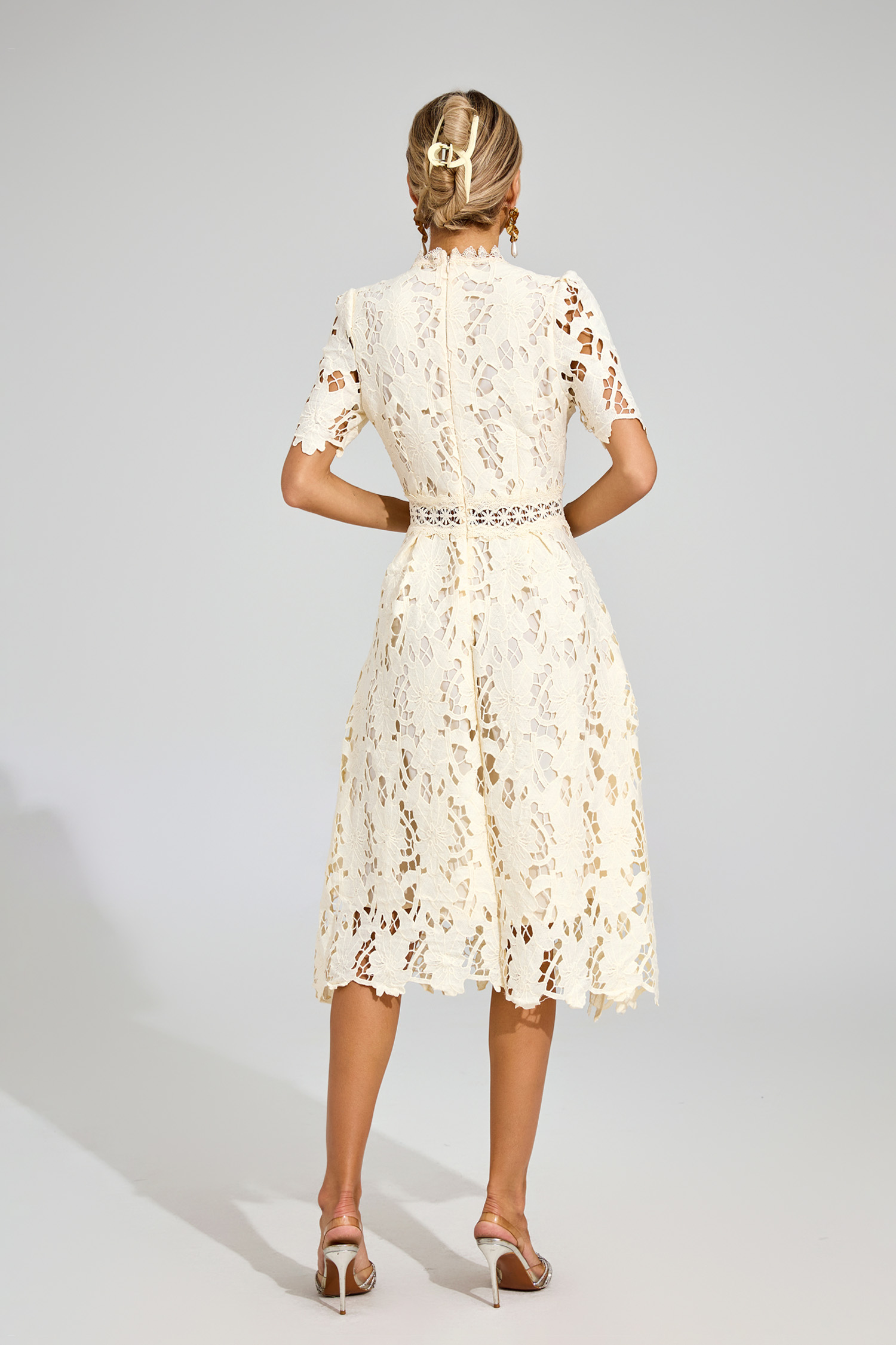 Jonson Apricot Lace Cut Out Midi Dress
