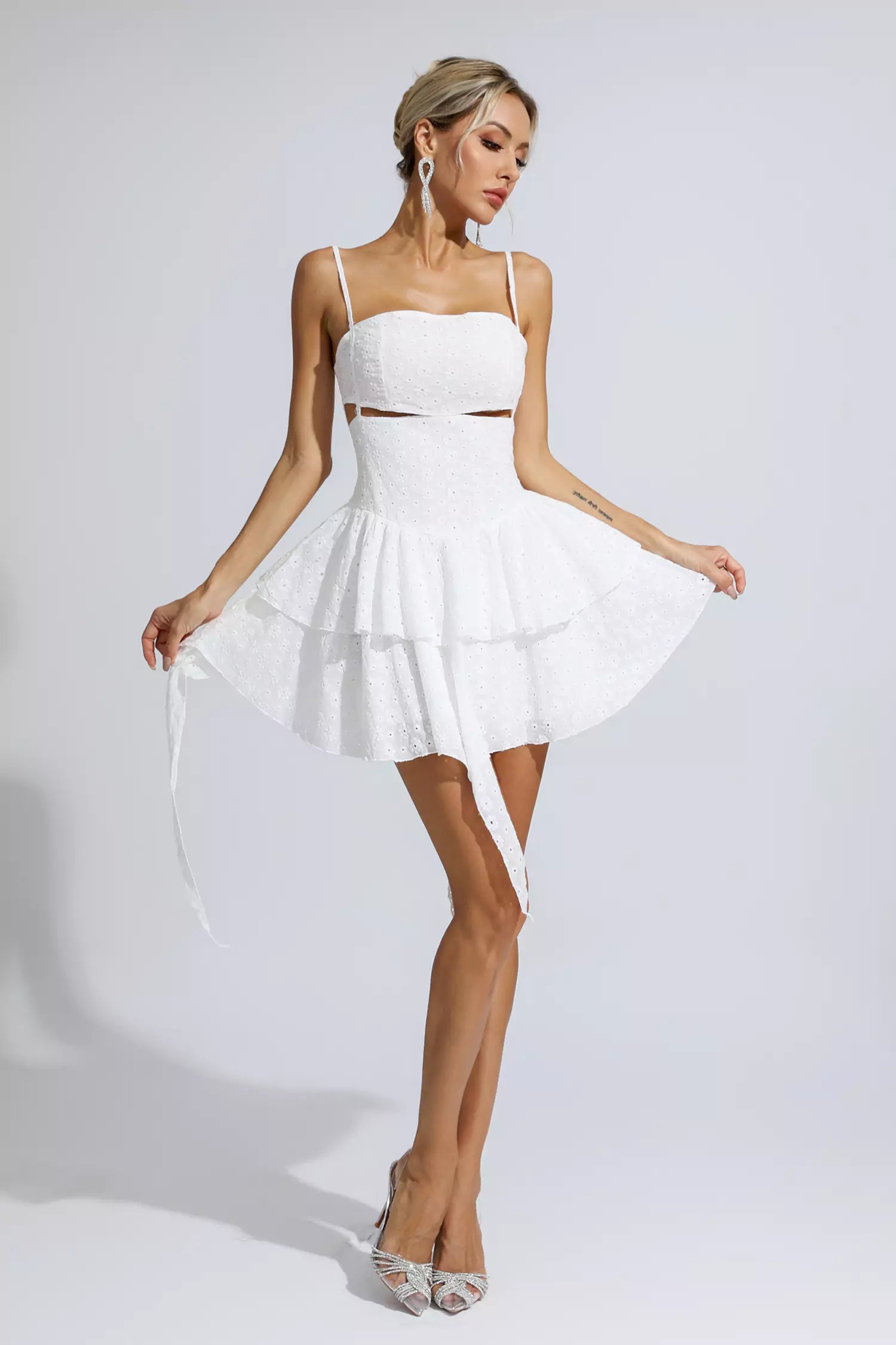 Jordan White Hollow Out Mini Dress