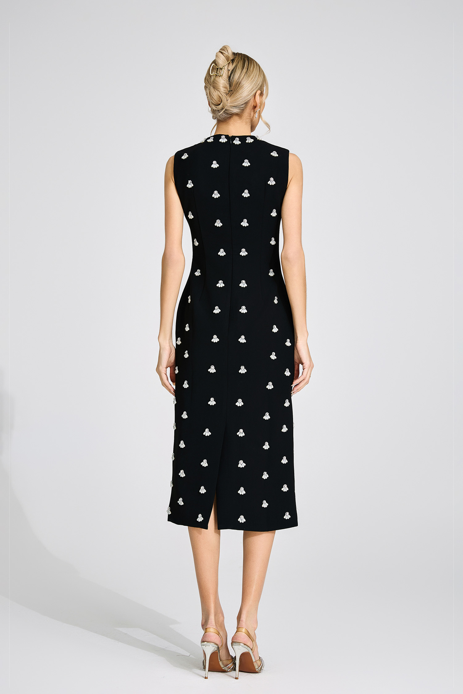 Jorunn Black Beaded Midi Dress