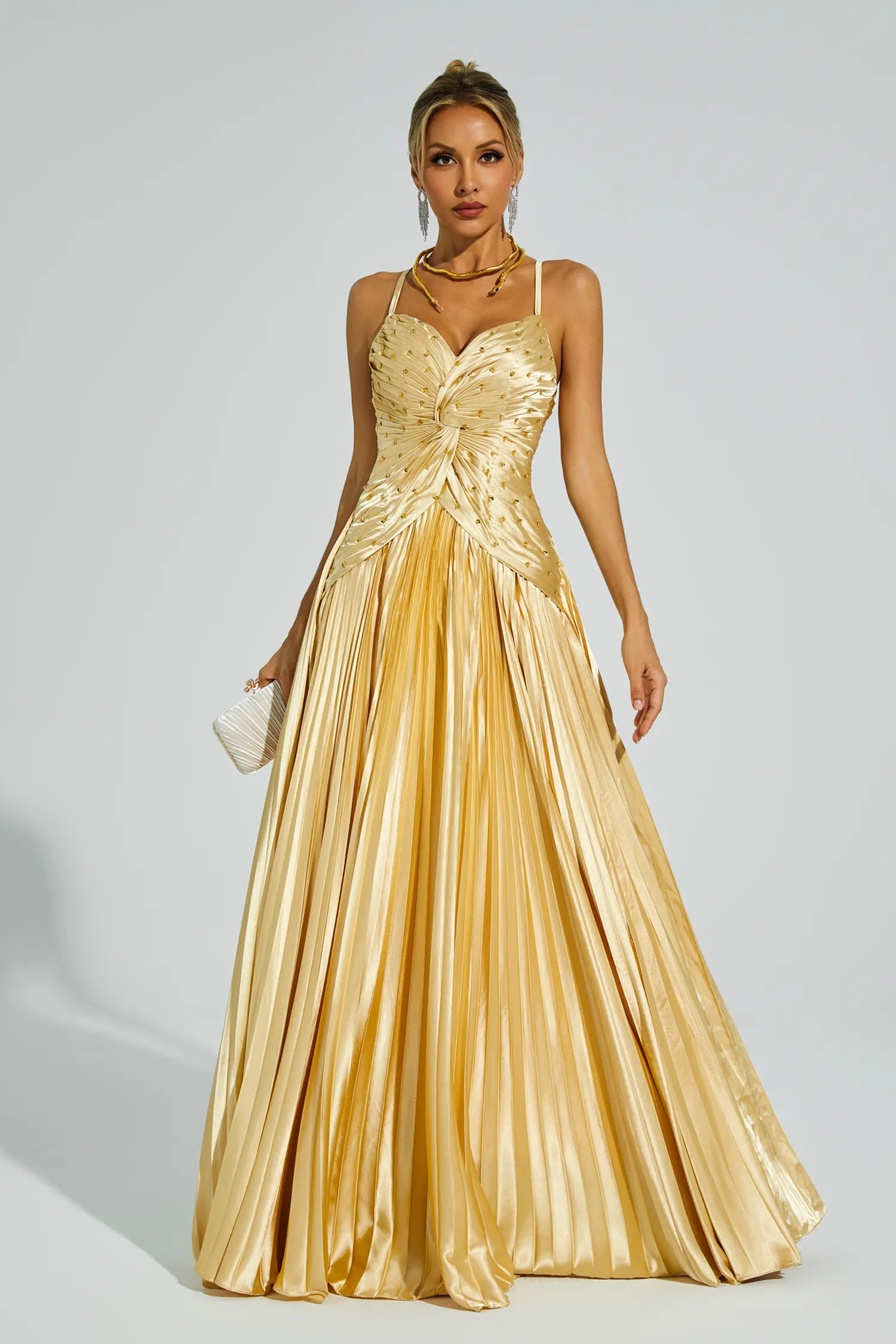 Judd Gold Beaded Maxi Slip Dress-CATCHALL