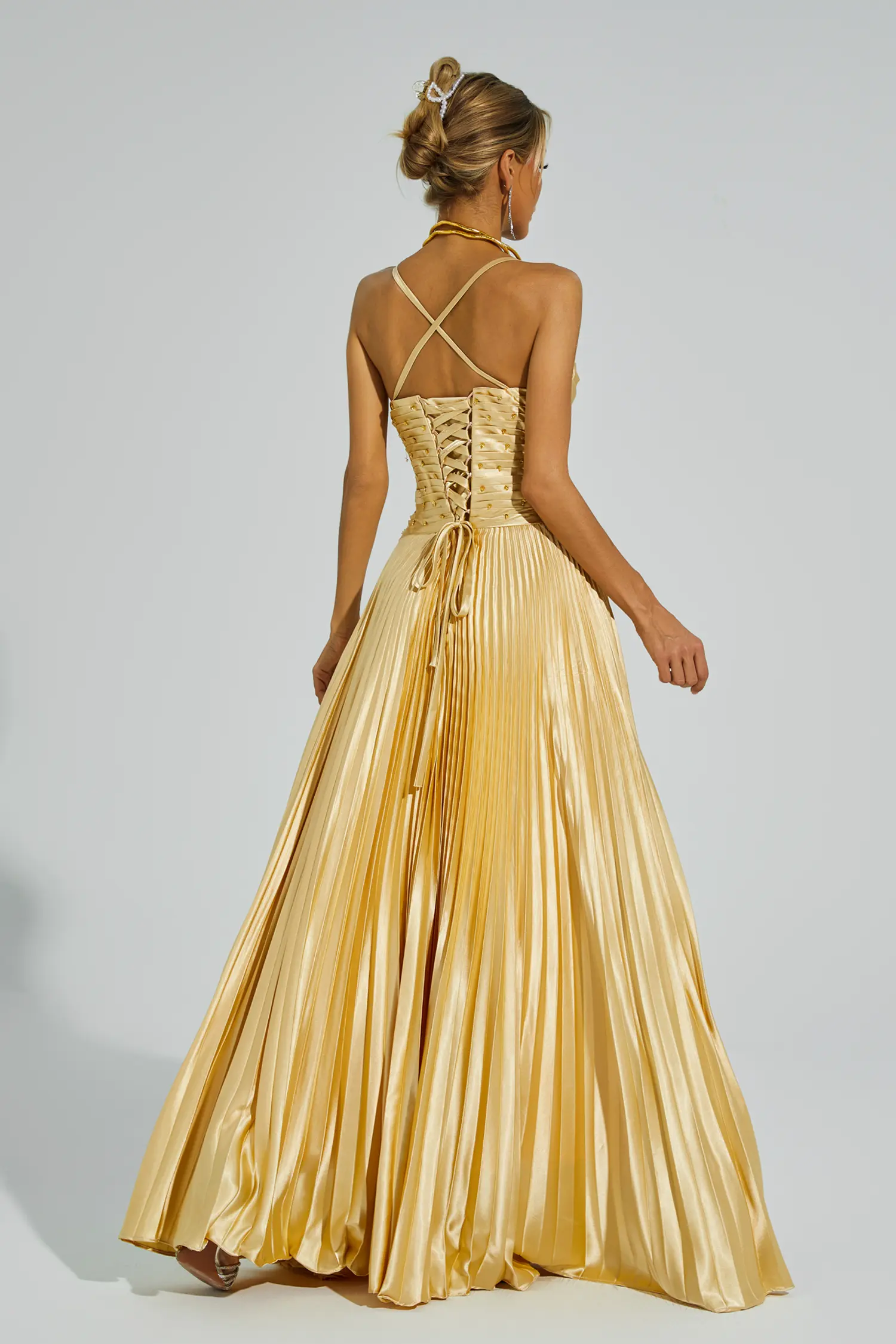 Judd Gold Beaded Maxi Slip Dress-CATCHALL