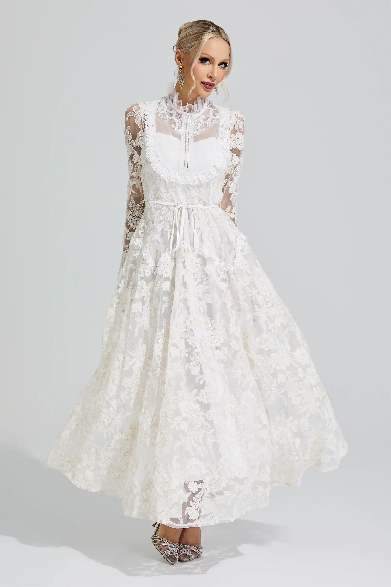 Judith White Lace Maxi Dress