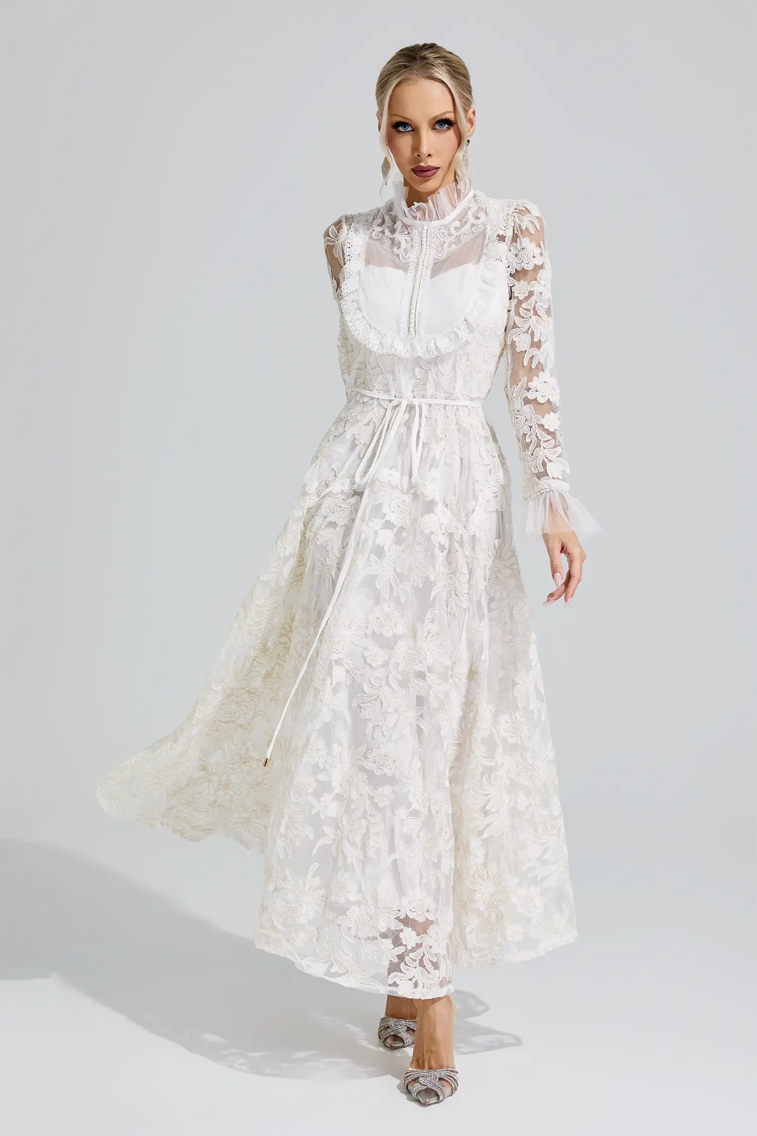 Judith White Lace Maxi Dress