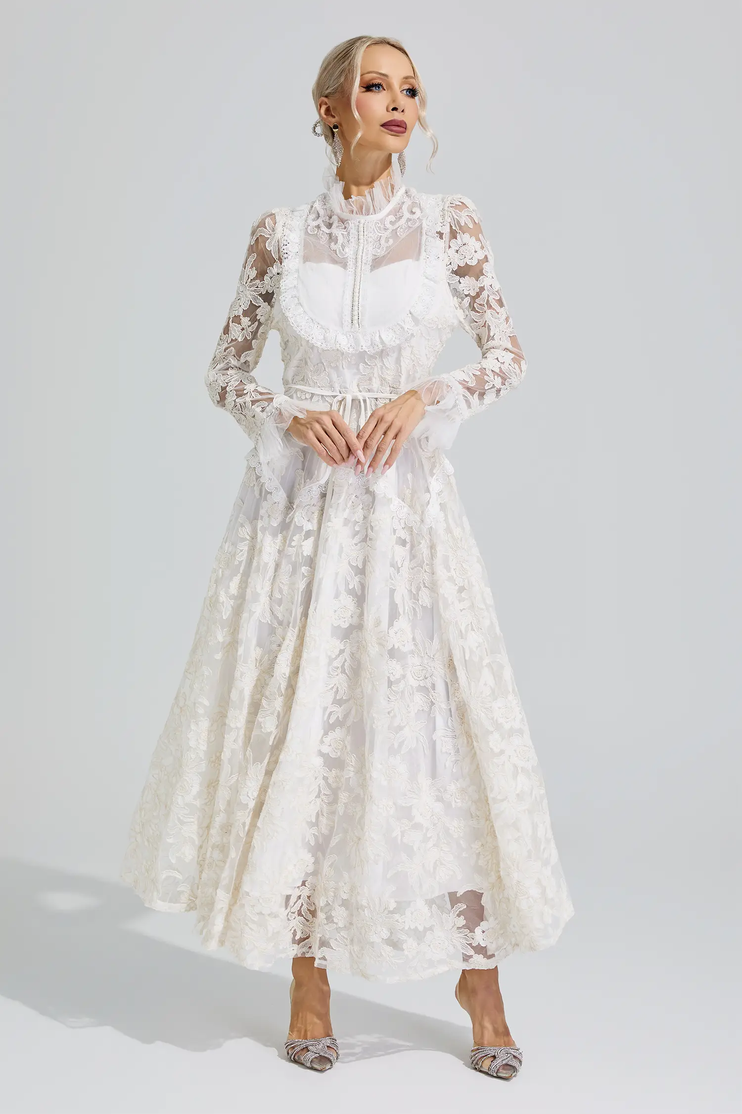 Judith White Lace Maxi Dress
