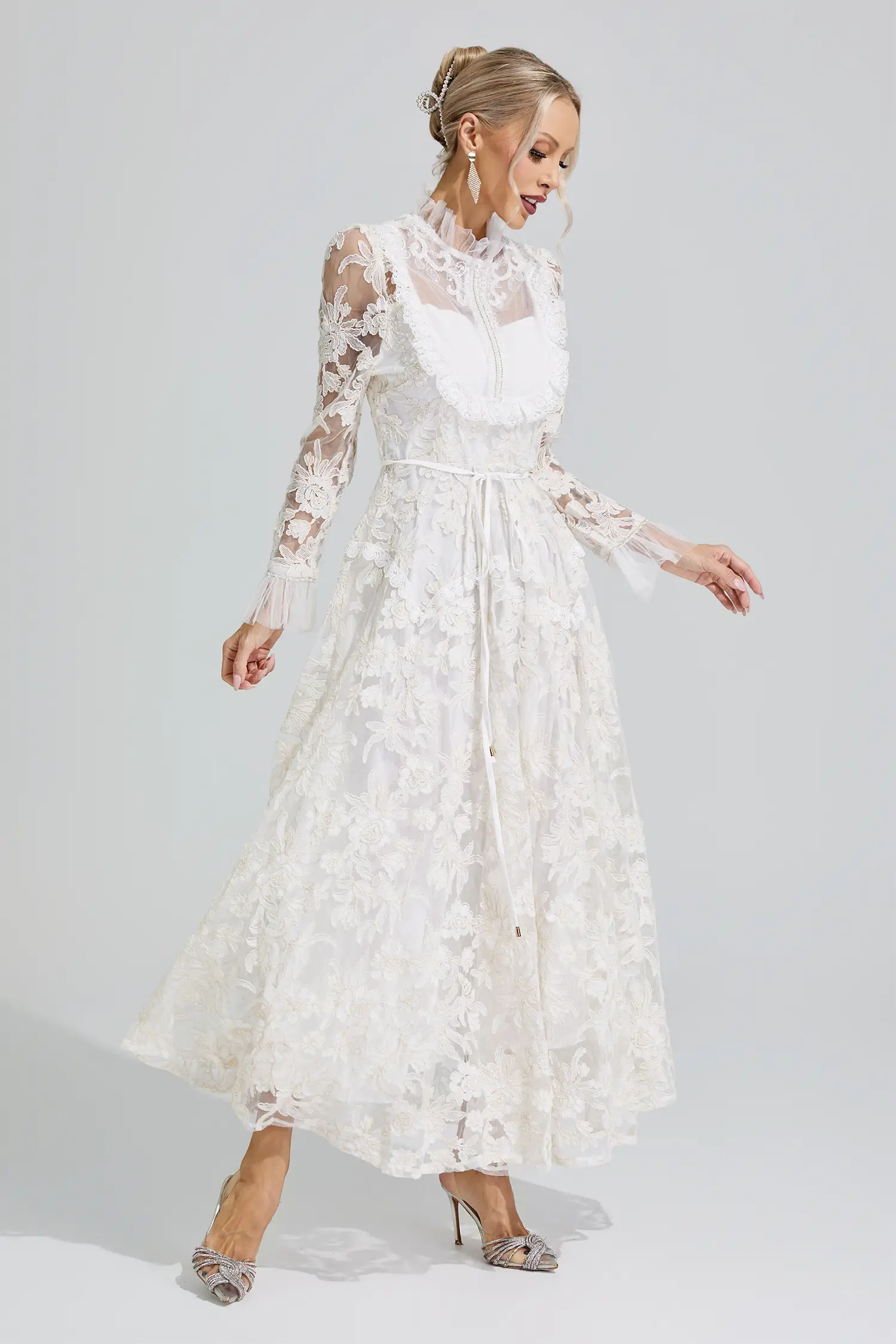 Judith White Lace Maxi Dress