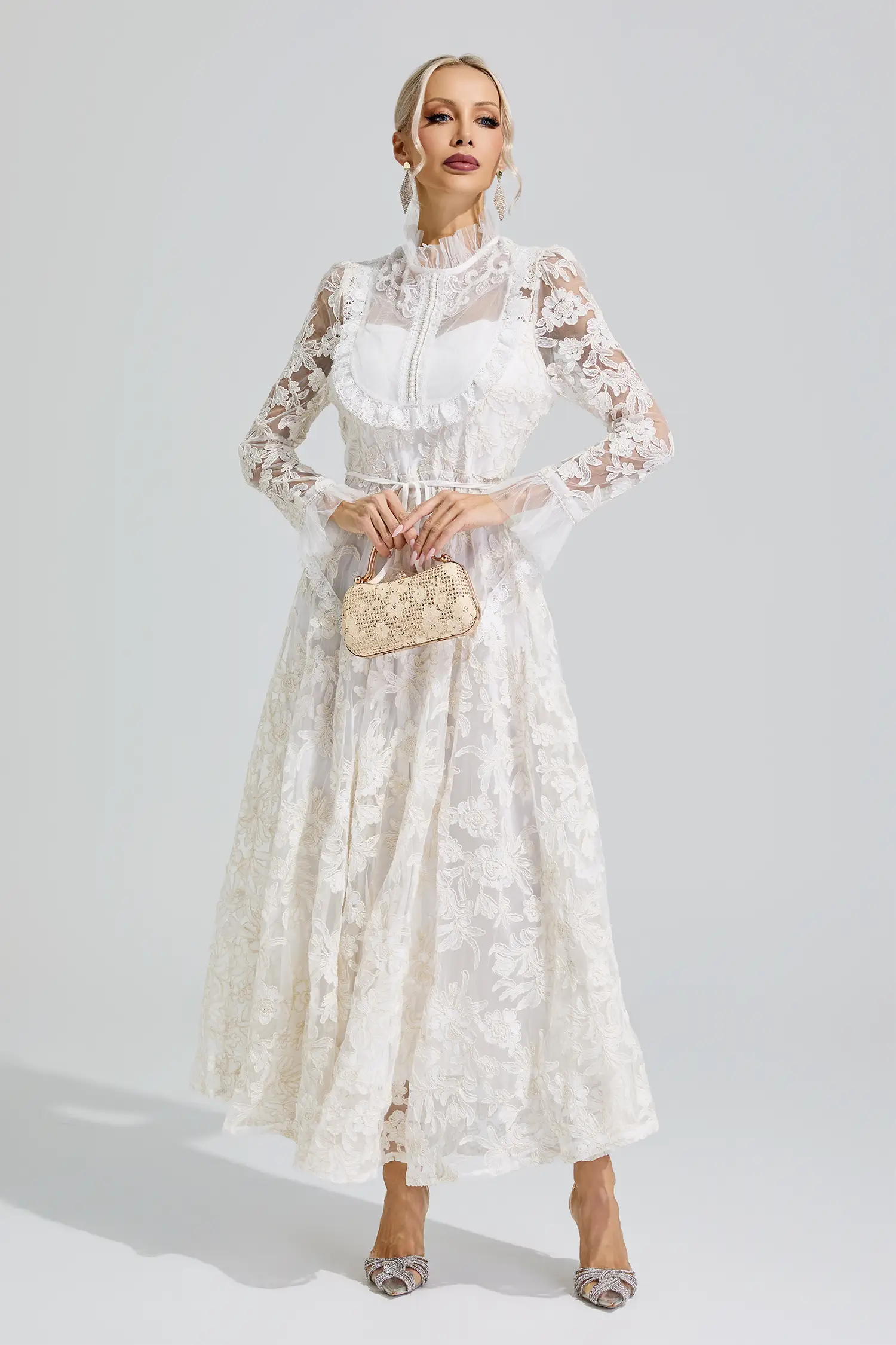 Judith White Lace Maxi Dress