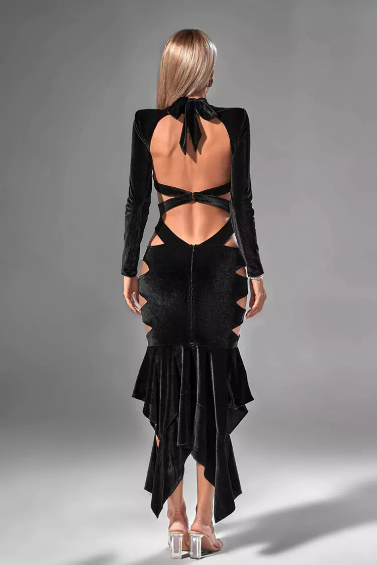 Juliet Black Velvet Dress-CATCHALL
