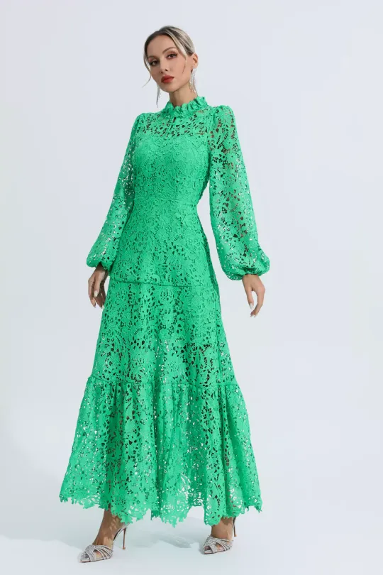 Julieta Green Cut Out Long Sleeve Dress