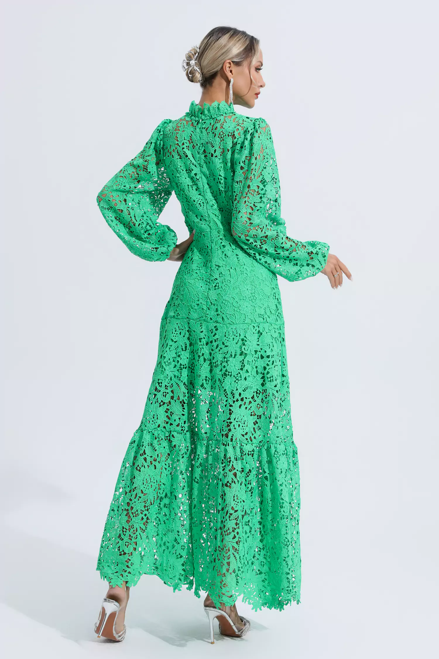 Julieta Green Cut Out Long Sleeve Dress