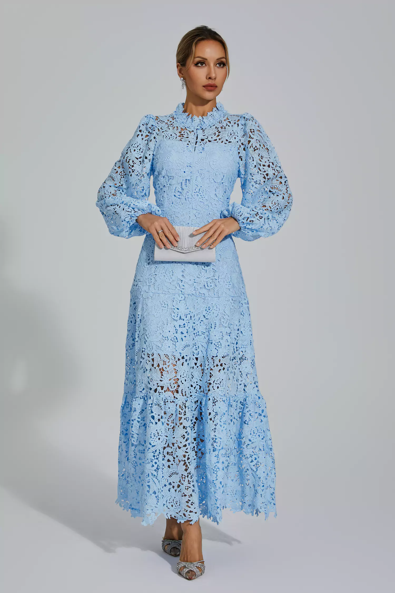 Julieta Blue Cut Out Long Sleeve Dress-CATCHALL