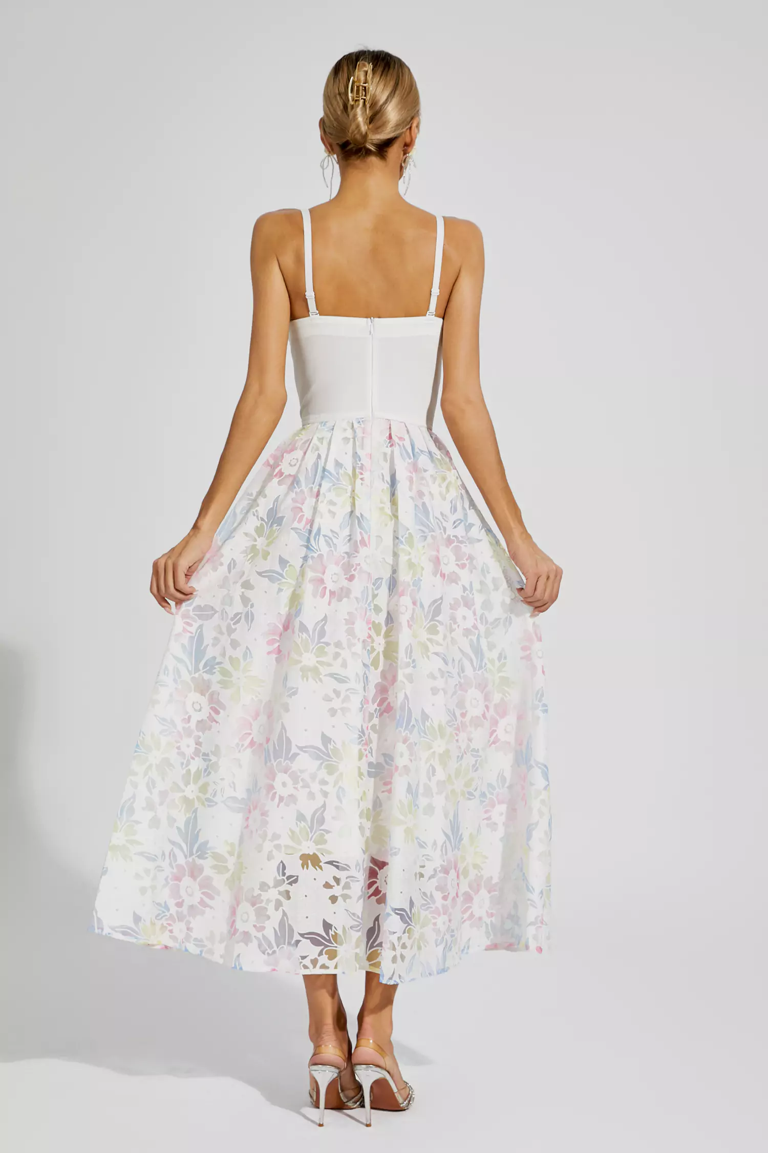 Kairi White Embellished Midi Slip Dress-CATCHALL