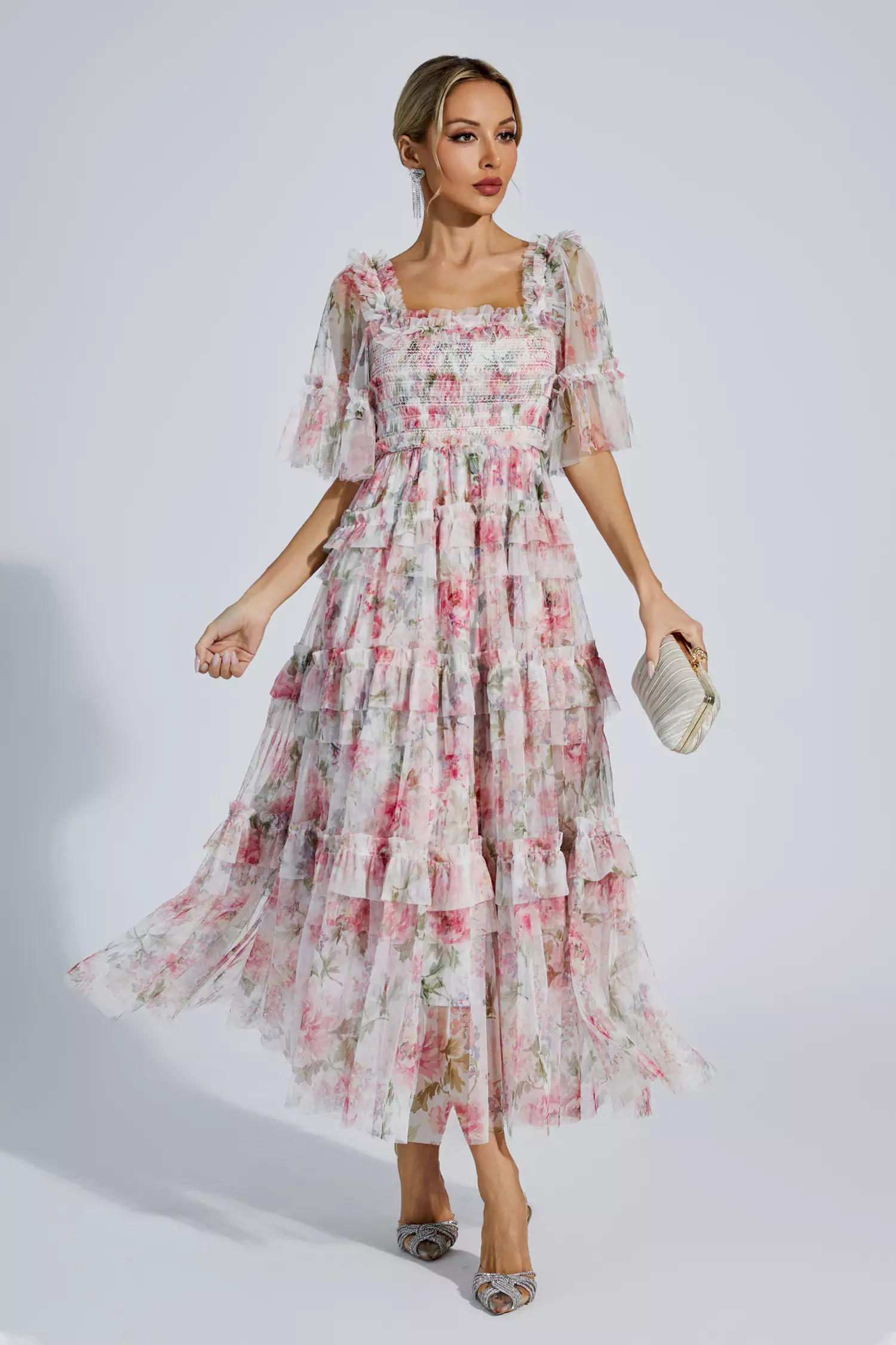 Kallie Pink Floral Maxi Dress